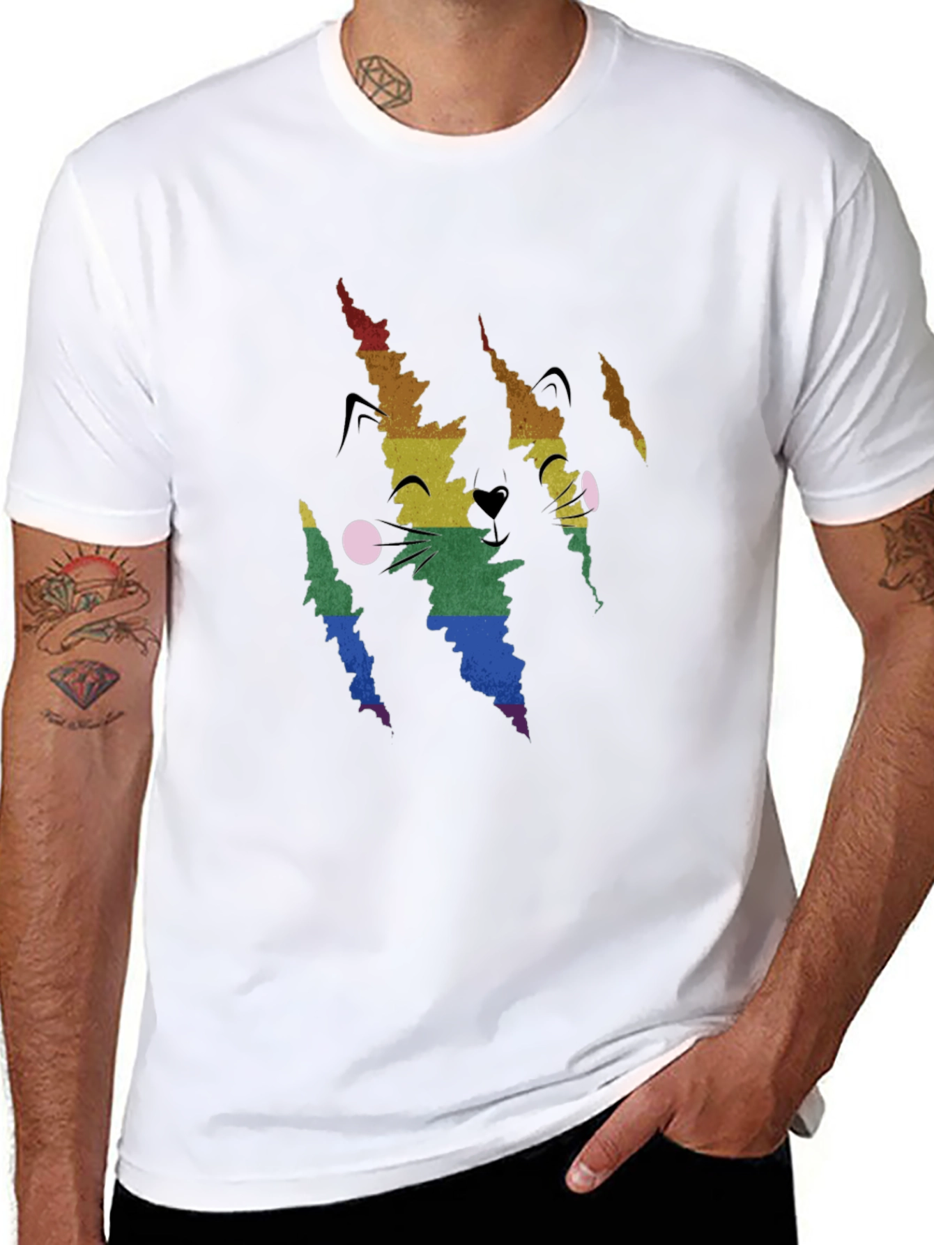 Rainbow Cat Claw T-Shirt - Pride Graphic Tee