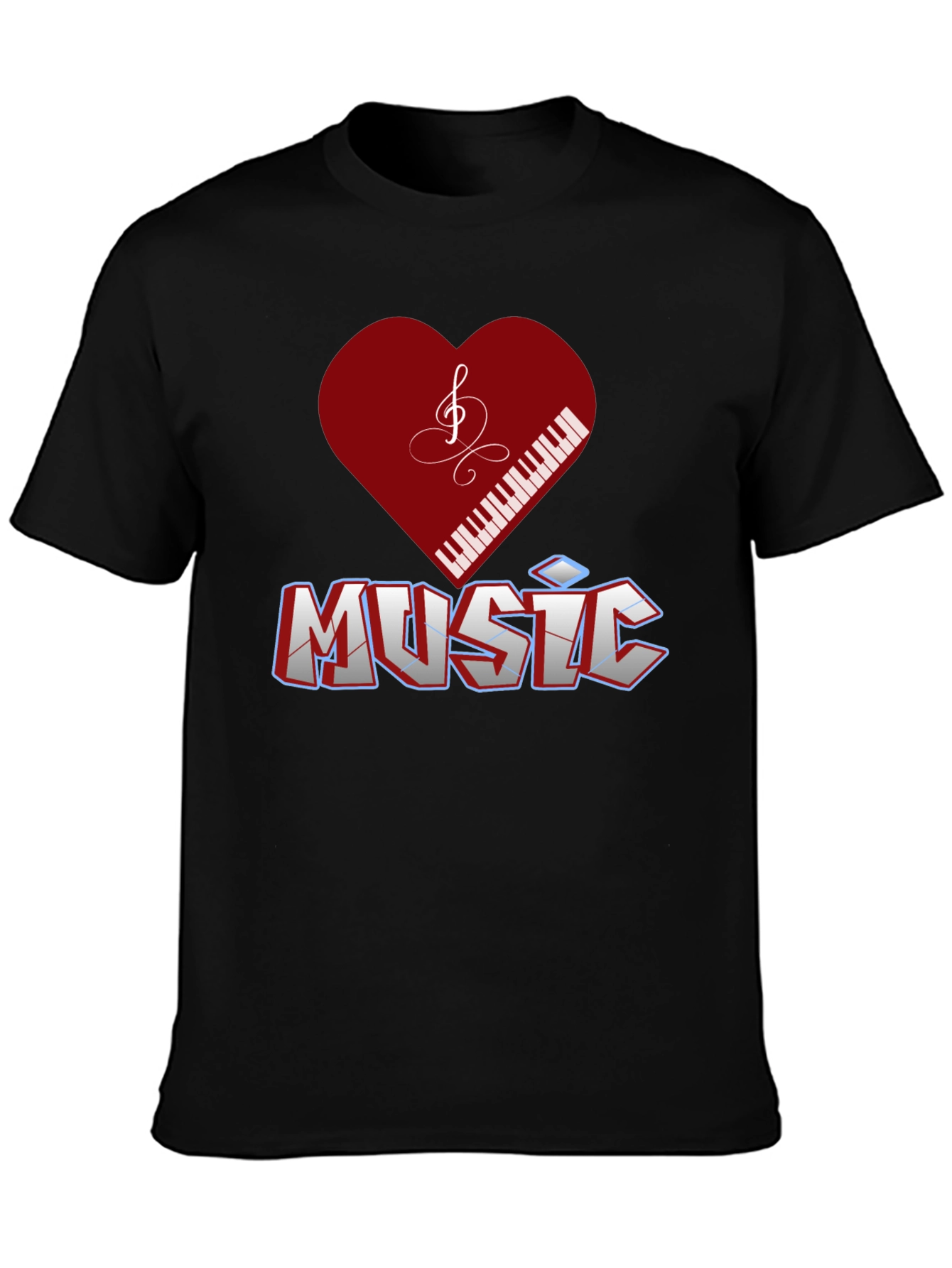 Music Lover T-Shirt - Piano Heart Design