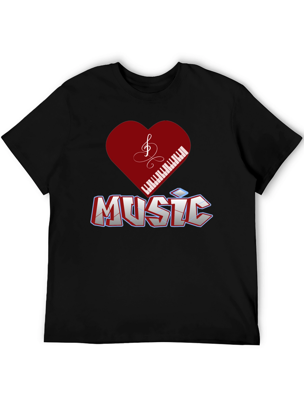 Music Lover T-Shirt - Piano Heart Design