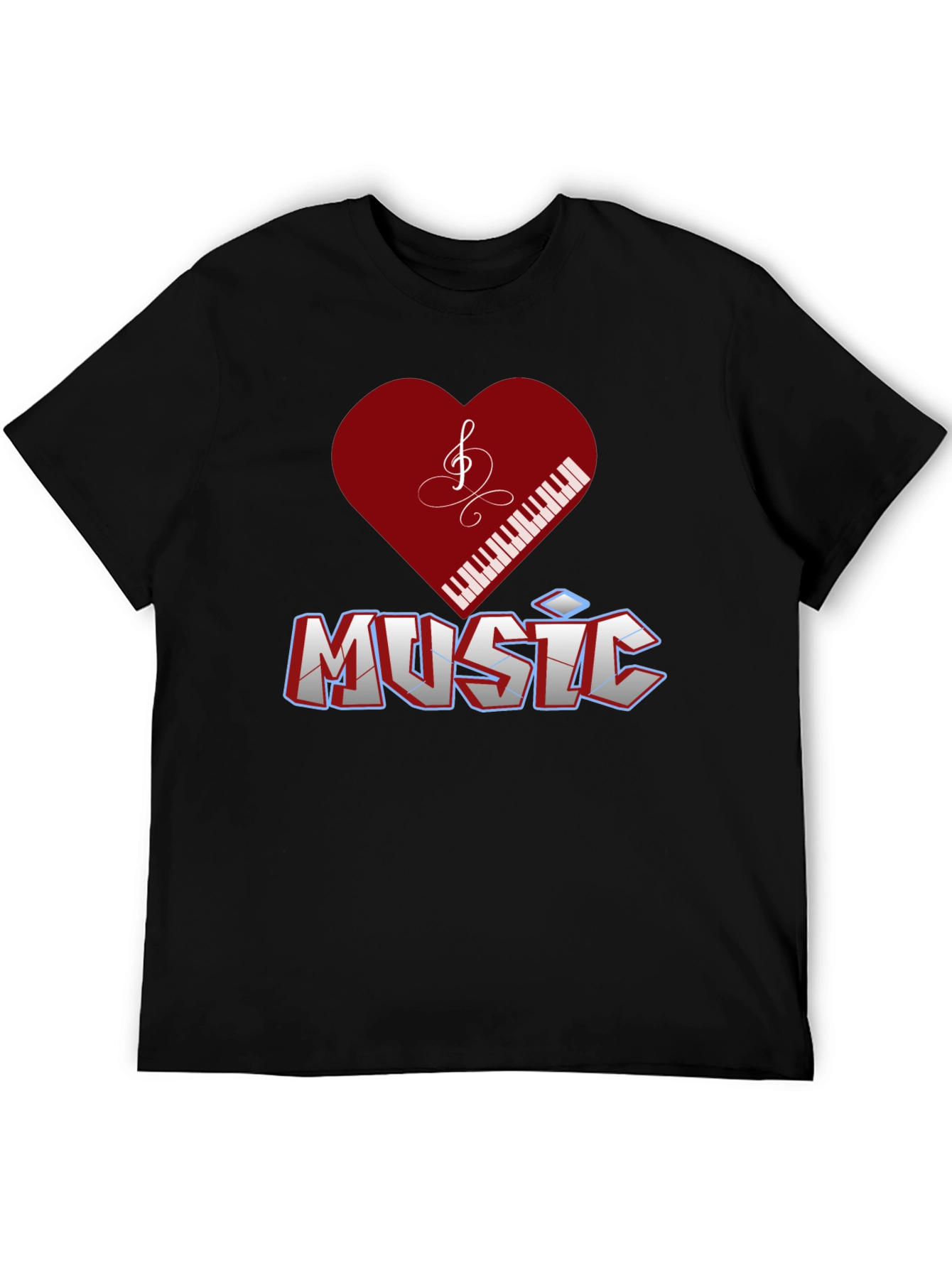Music Lover T-Shirt - Piano Heart Design