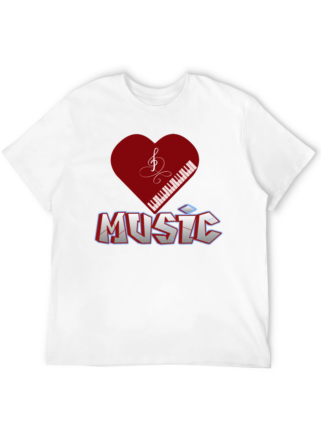 Music Lover T-Shirt - Piano Heart Design