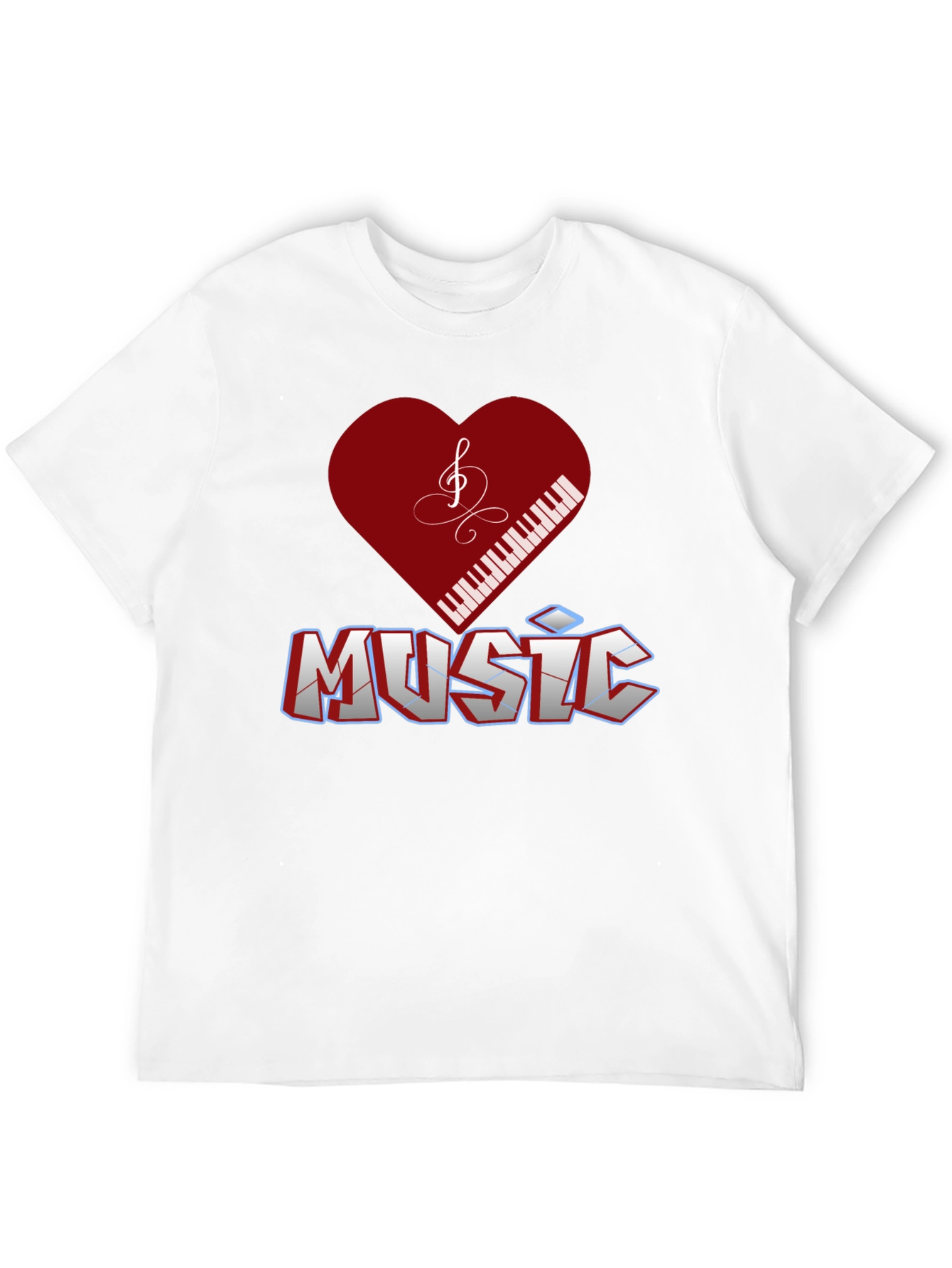 Music Lover T-Shirt - Piano Heart Design
