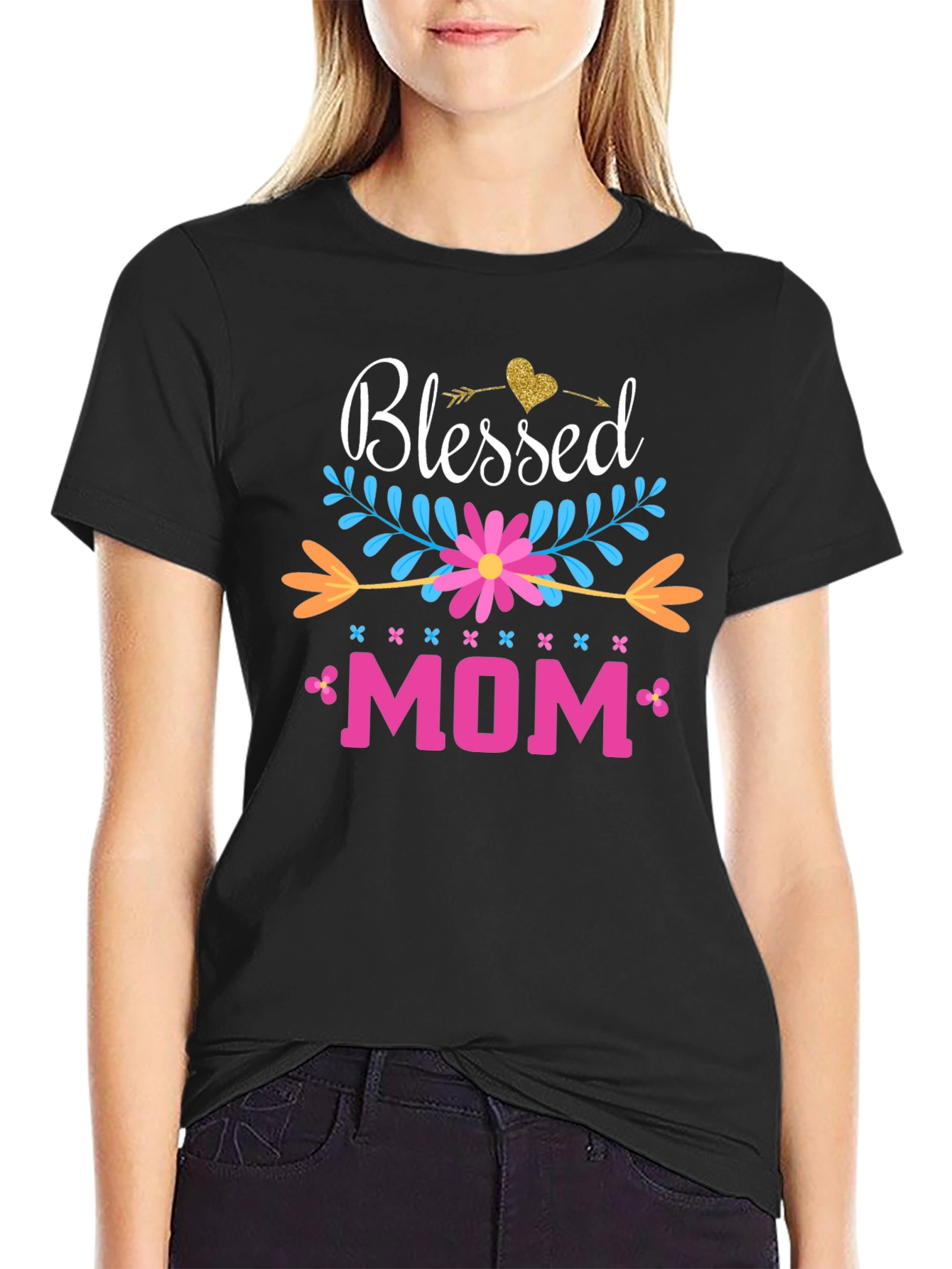 Blessed Mom Graphic T-Shirt - Gift for Mothers Day