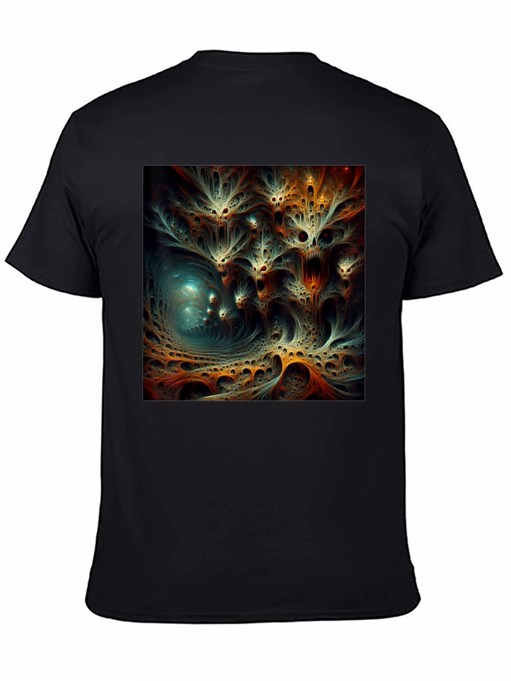 Abstract Fractal Design Black T-Shirt