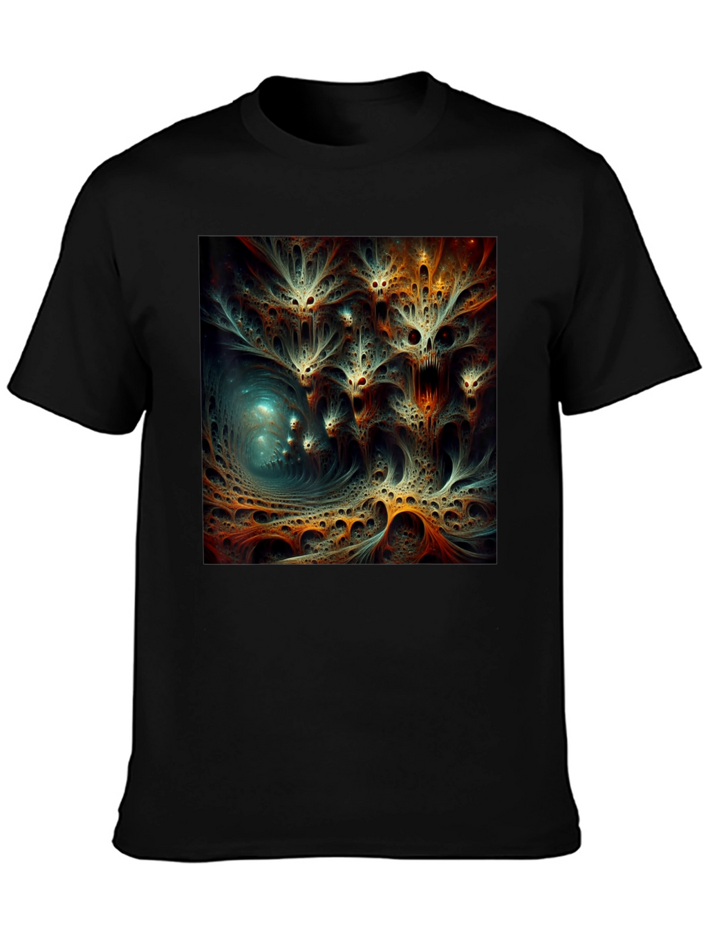 Abstract Fractal Design Black T-Shirt