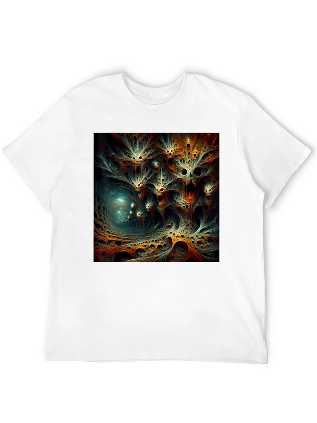 Abstract Fractal Design Black T-Shirt