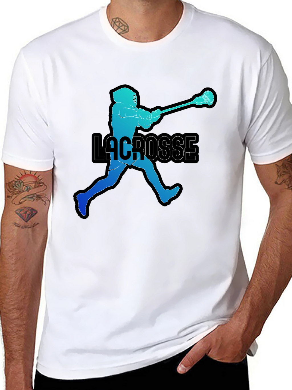 Lacrosse Player Silhouette Graphic T-Shirt