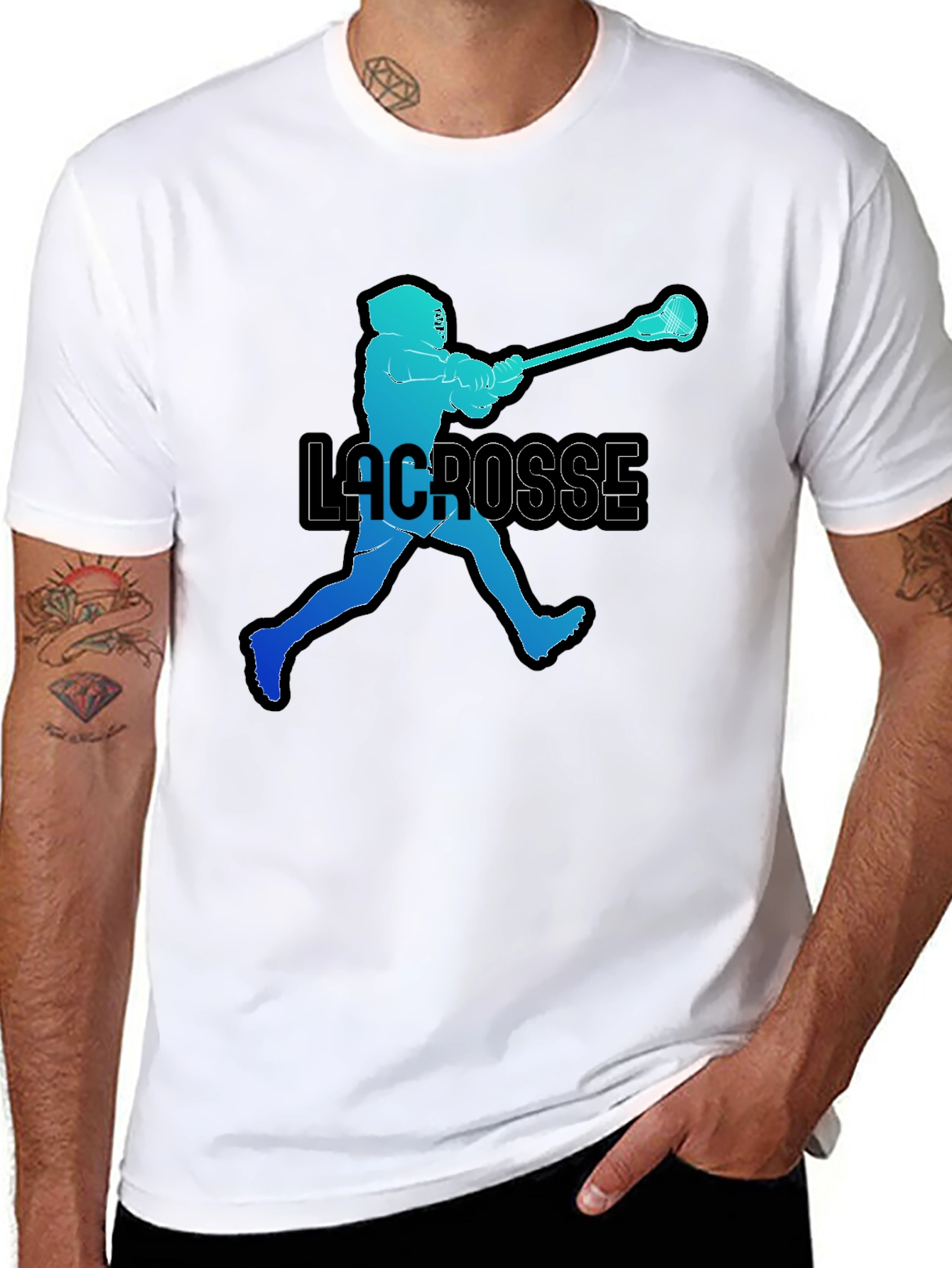 Lacrosse Player Silhouette Graphic T-Shirt