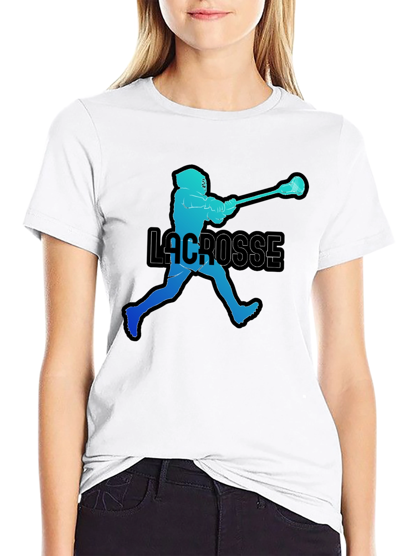 Lacrosse Player Silhouette Graphic T-Shirt