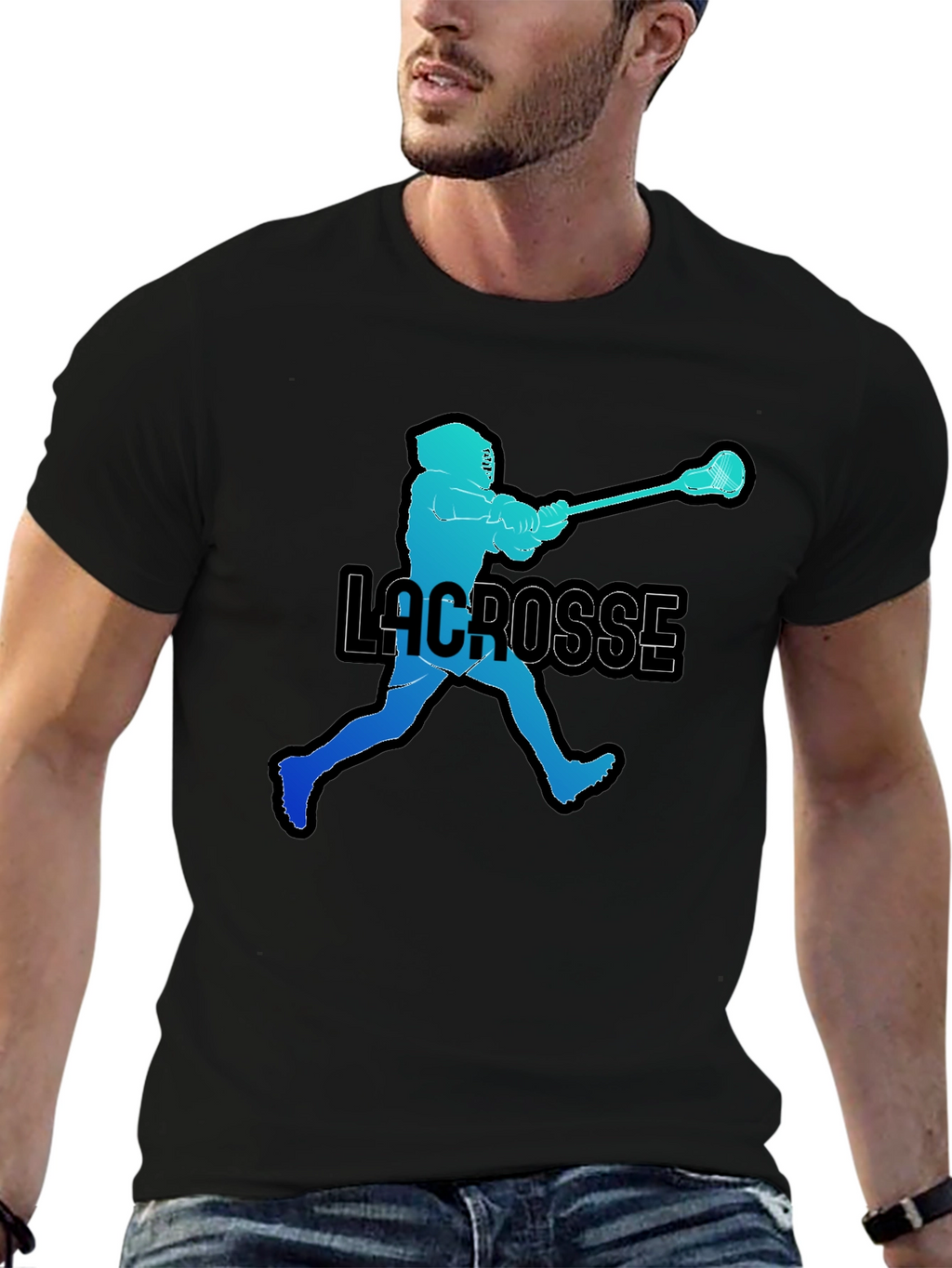Lacrosse Player Silhouette Graphic T-Shirt