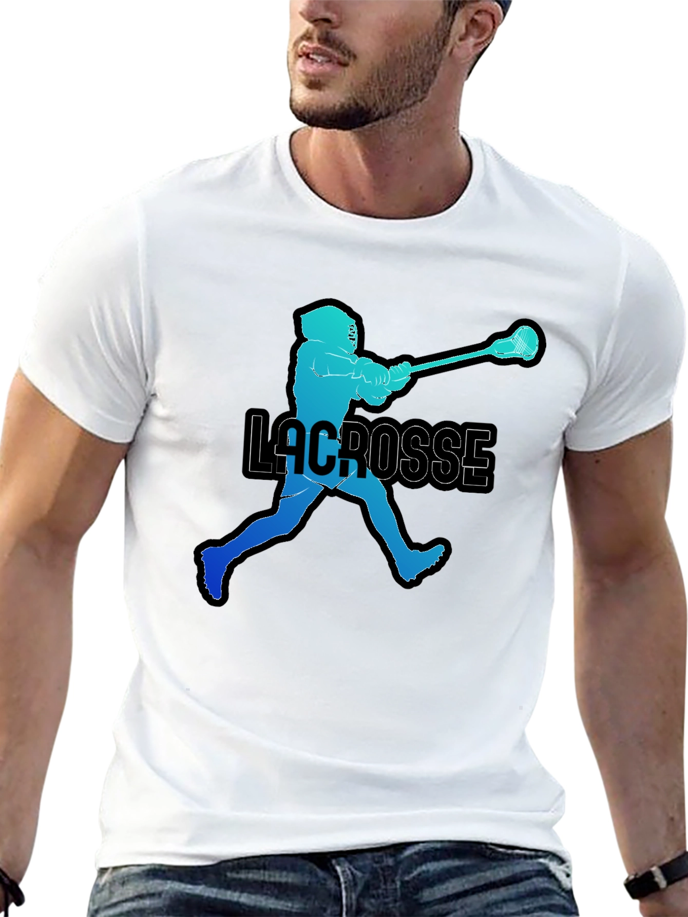 Lacrosse Player Silhouette Graphic T-Shirt