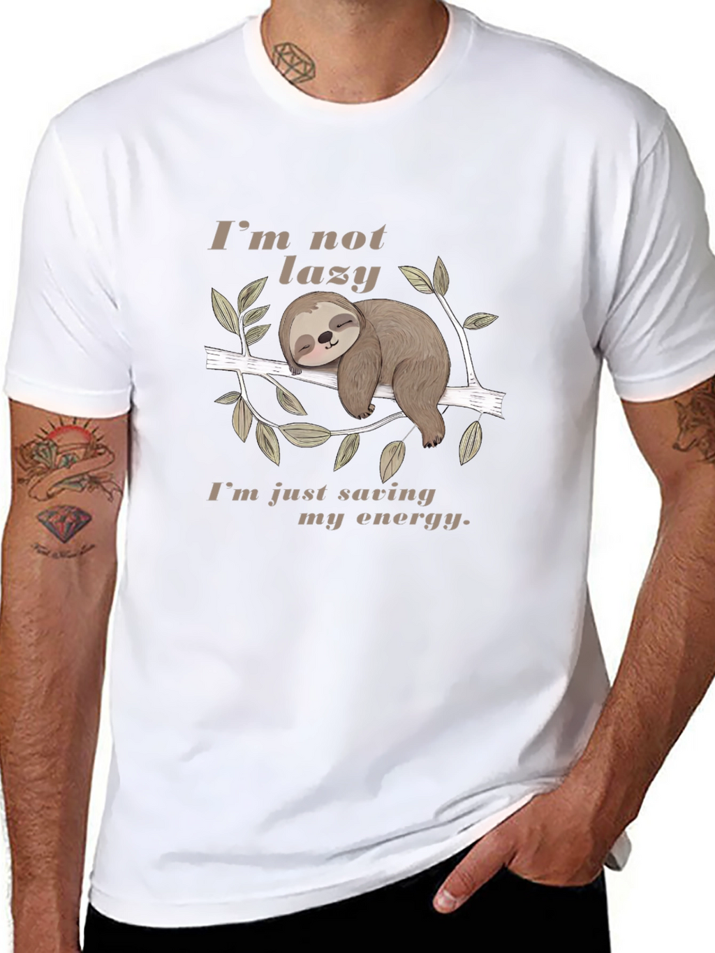 Lazy Sloth Energy Saving Black T-Shirt