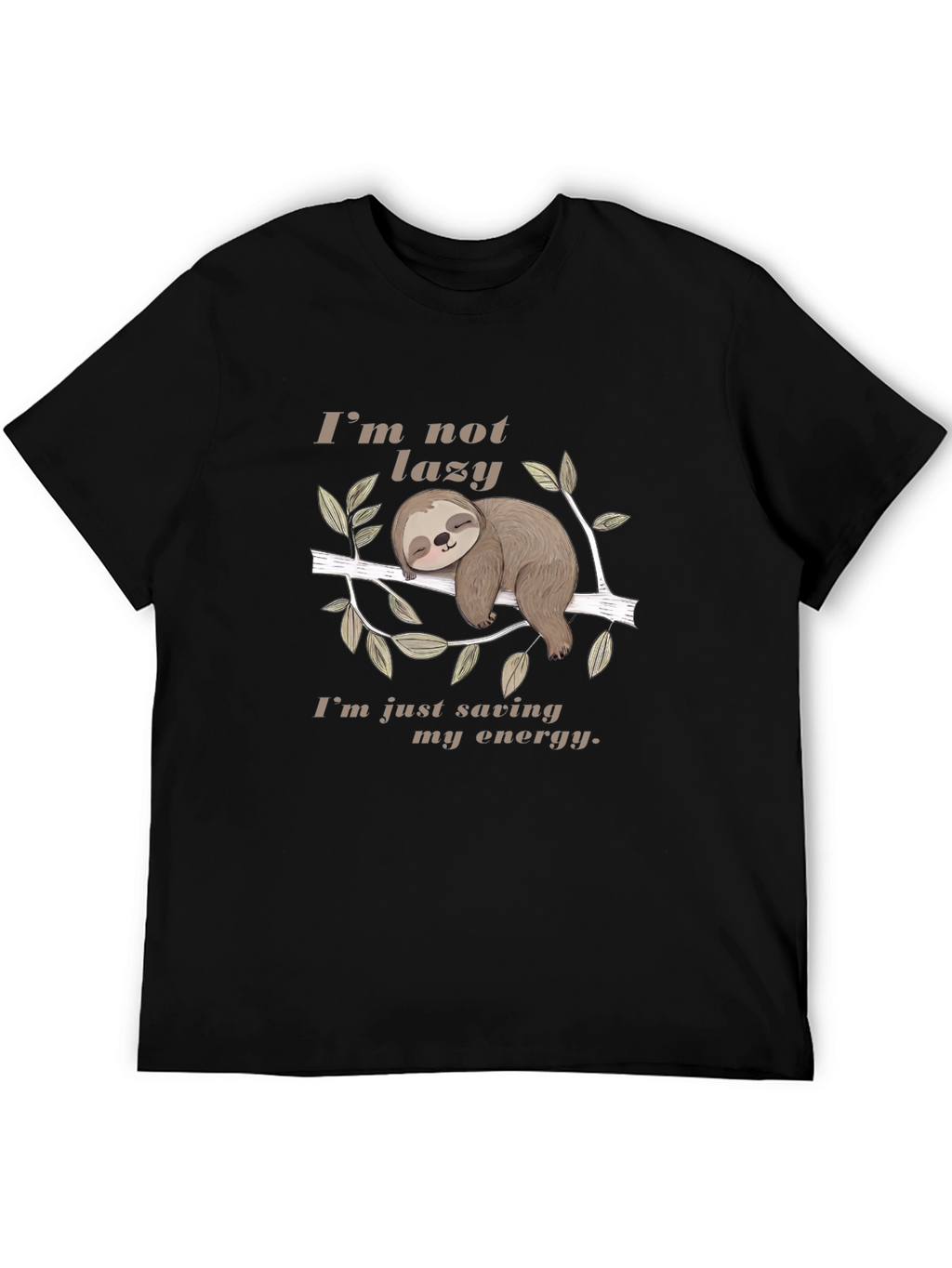 Lazy Sloth Energy Saving Black T-Shirt