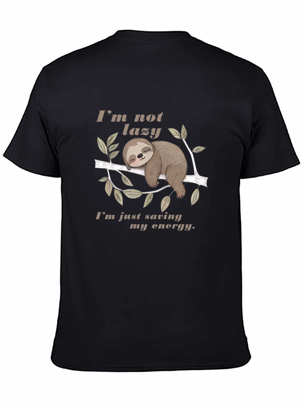 Lazy Sloth Energy Saving Black T-Shirt