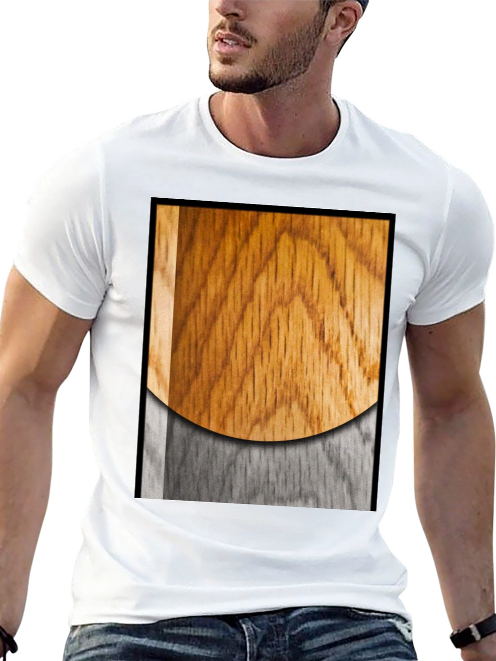 Wood Grain Graphic Black T-Shirt