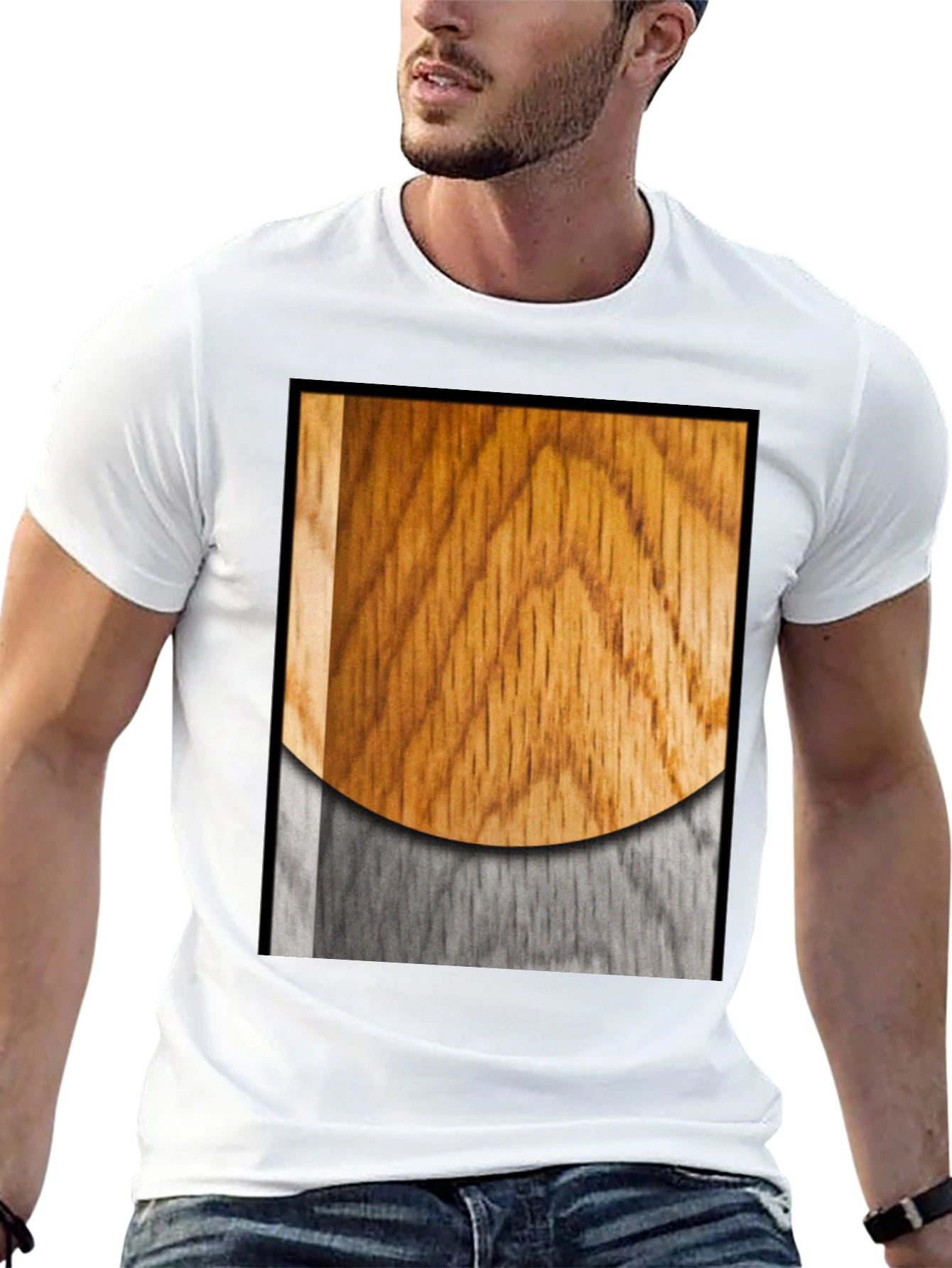 Wood Grain Graphic Black T-Shirt