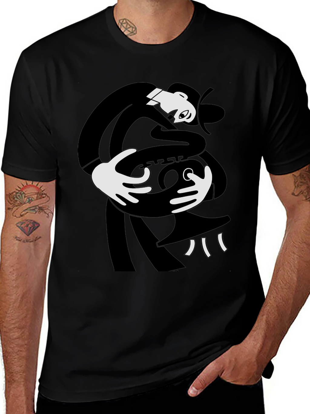 Abstract Saxophone Player Black T-Shirt