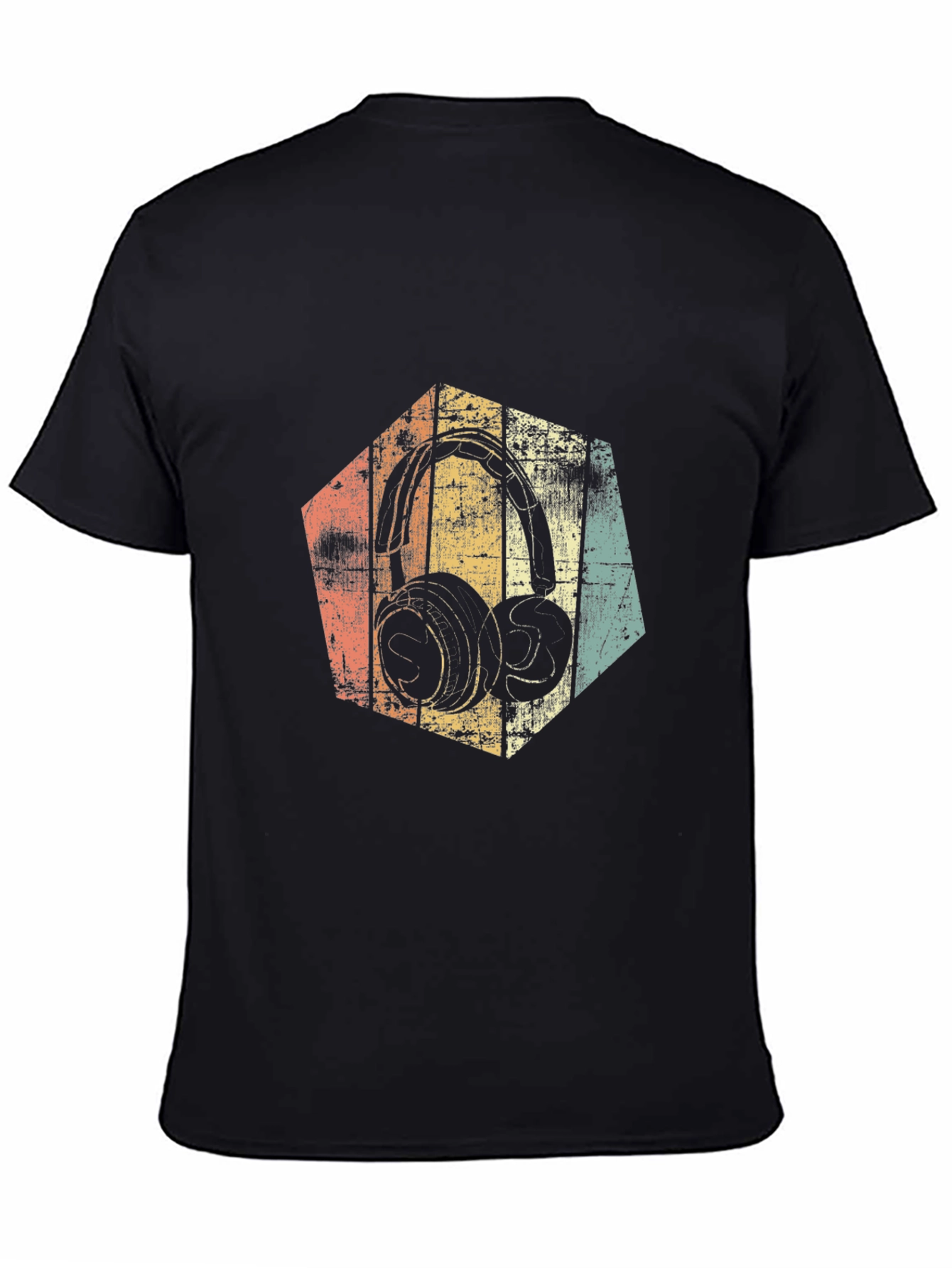 Vintage Headphones Graphic Tee - Black