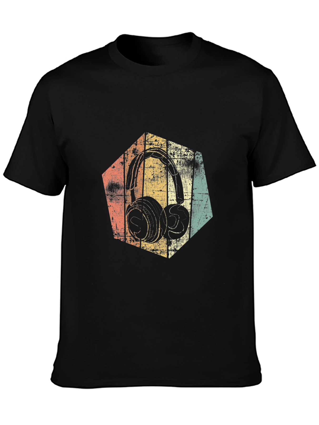 Vintage Headphones Graphic Tee - Black