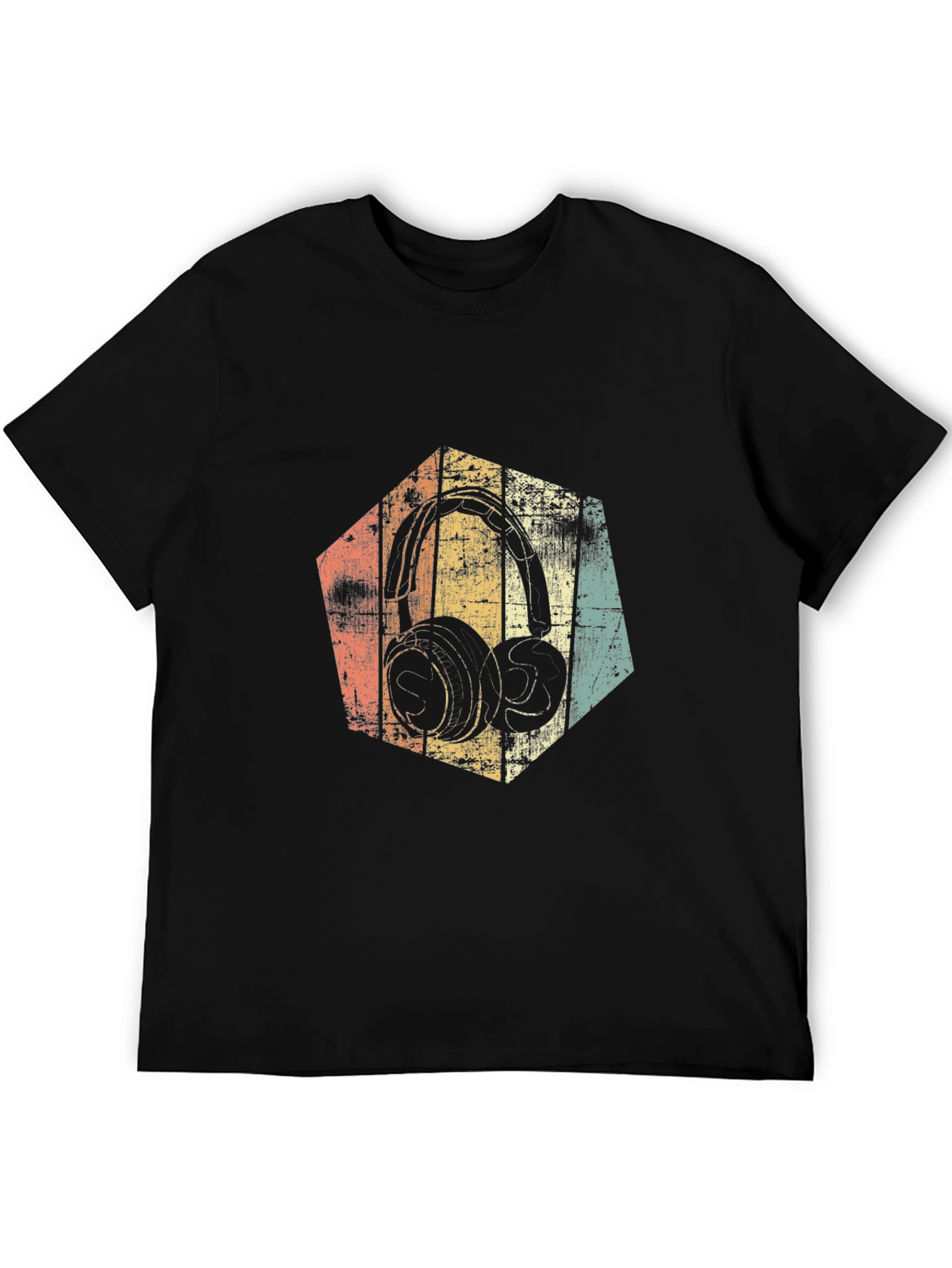 Vintage Headphones Graphic Tee - Black