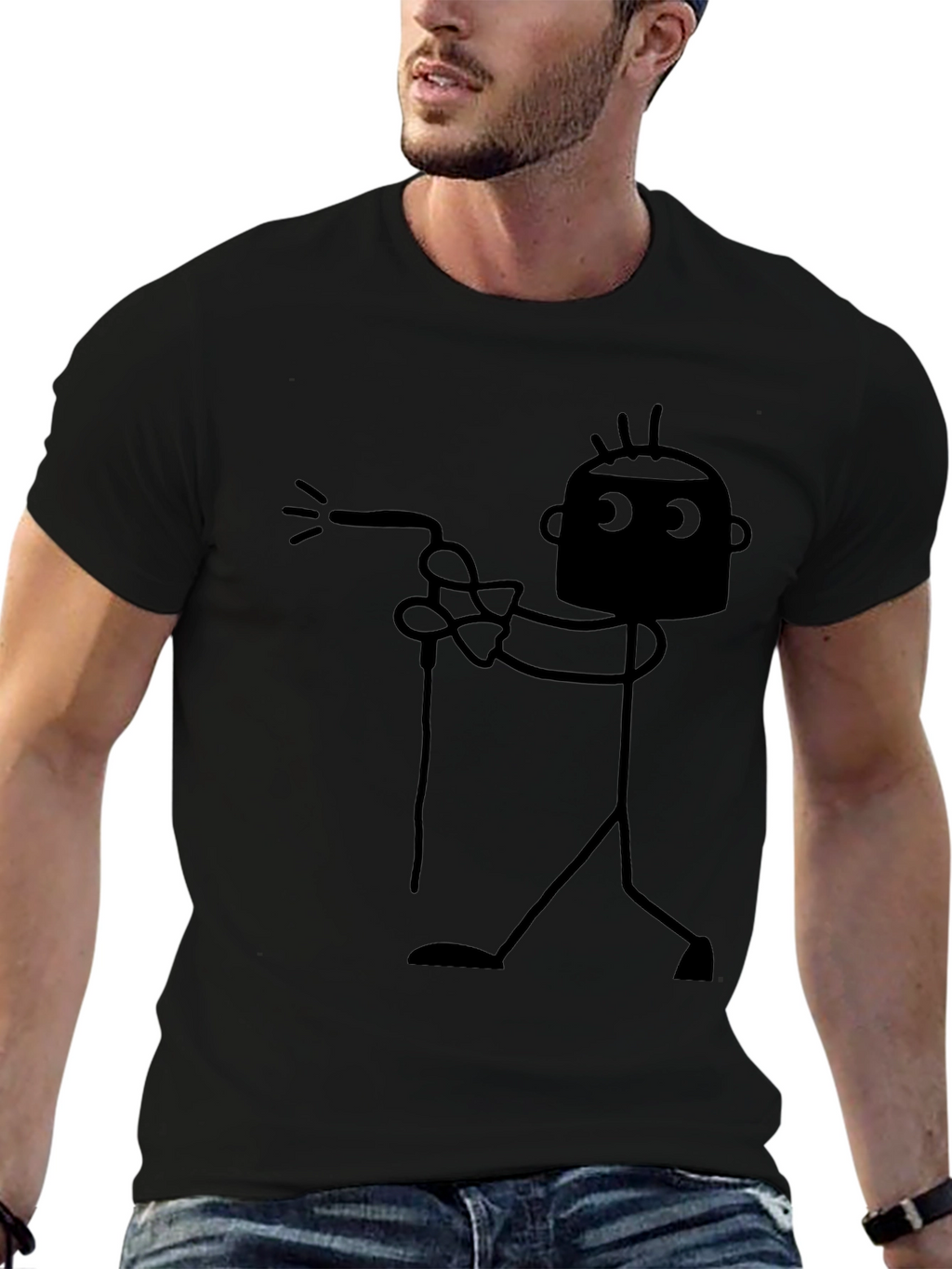Funny Welder Stick Figure Black T-Shirt