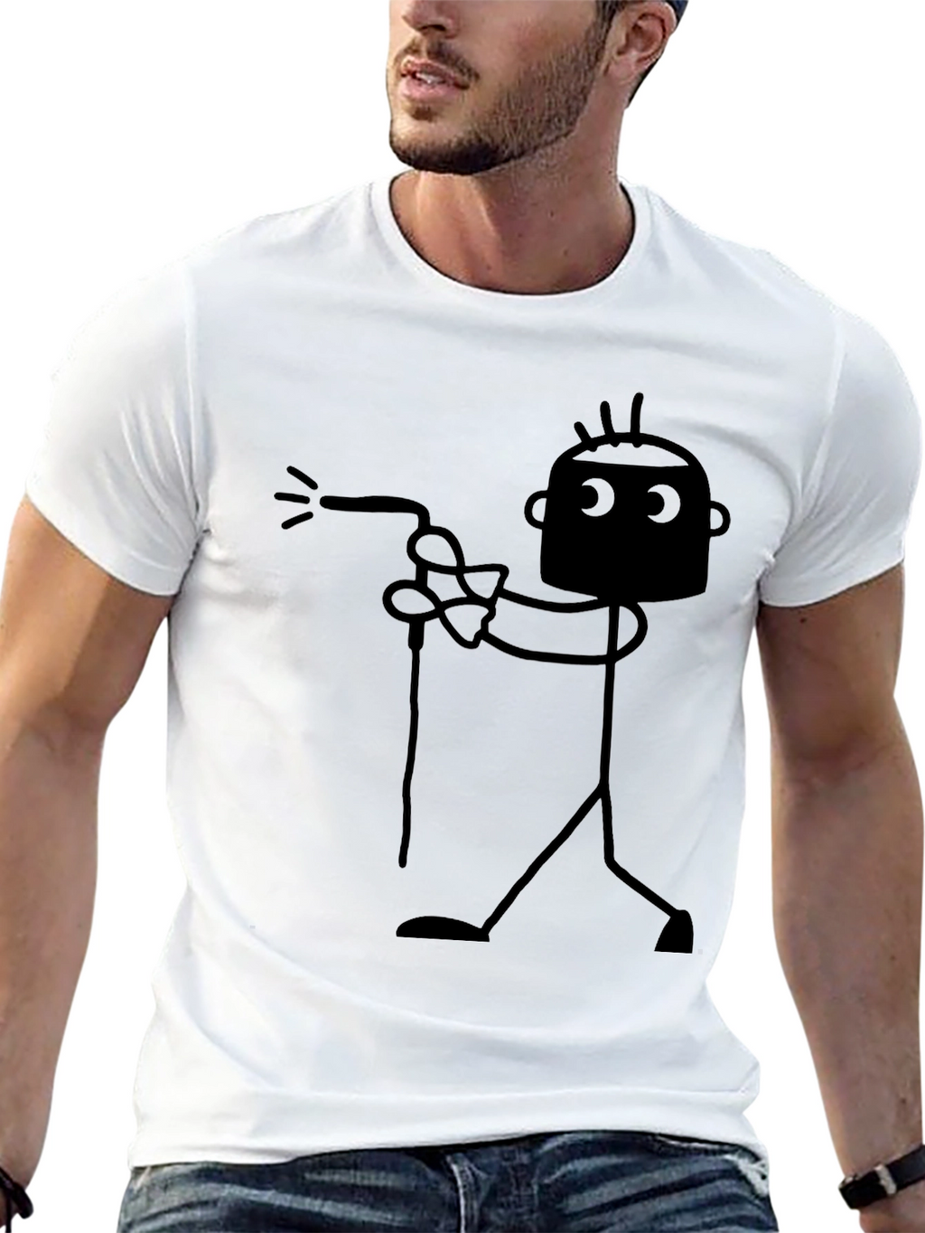 Funny Welder Stick Figure Black T-Shirt