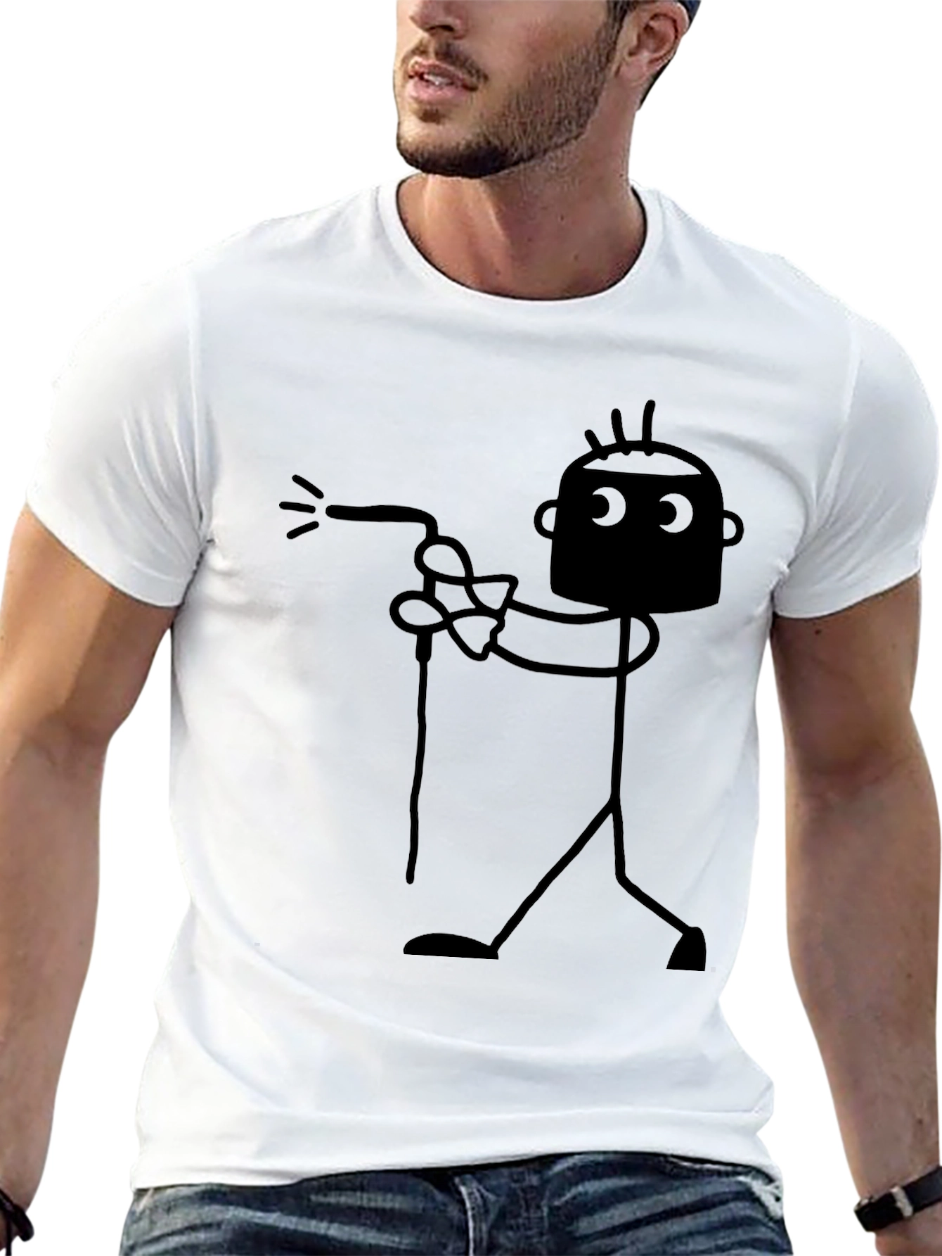 Funny Welder Stick Figure Black T-Shirt