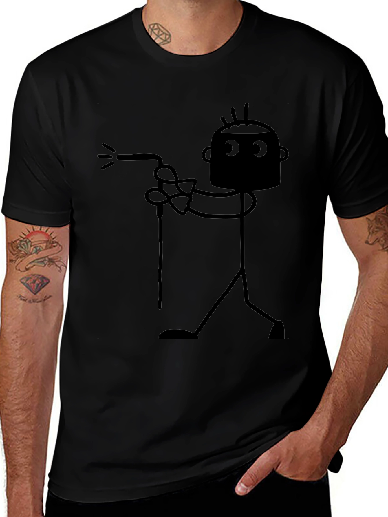 Funny Welder Stick Figure Black T-Shirt