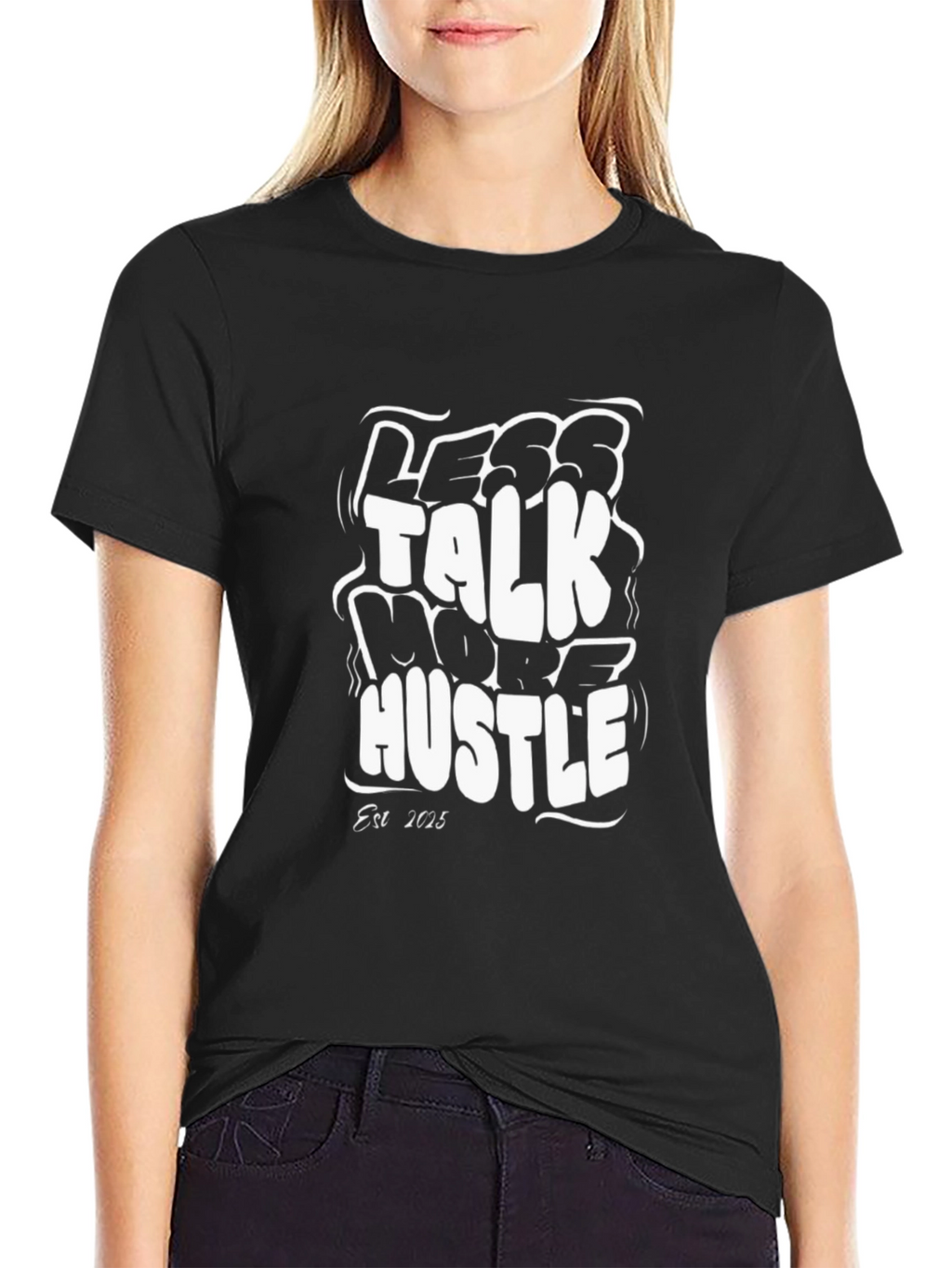 Less Talk More Hustle Black Graphic Tee