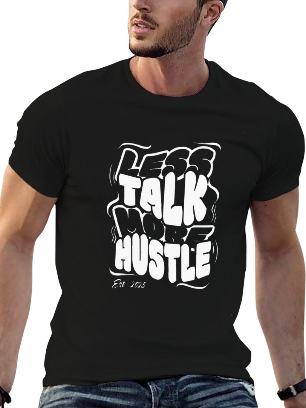 Less Talk More Hustle Black Graphic Tee