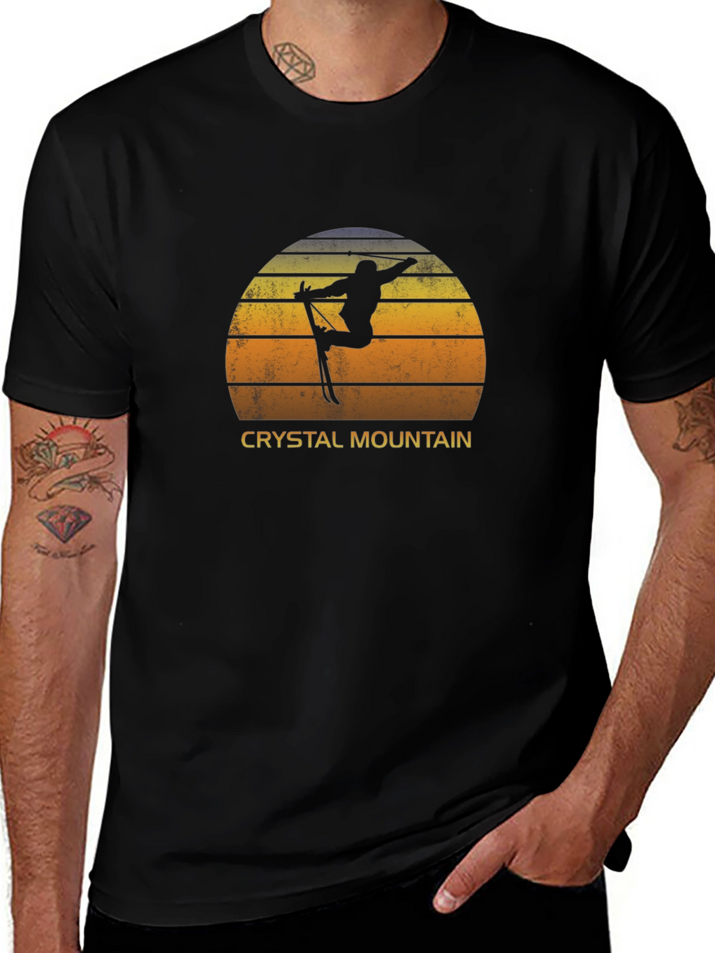 Crystal Mountain Retro Skier Graphic Tee