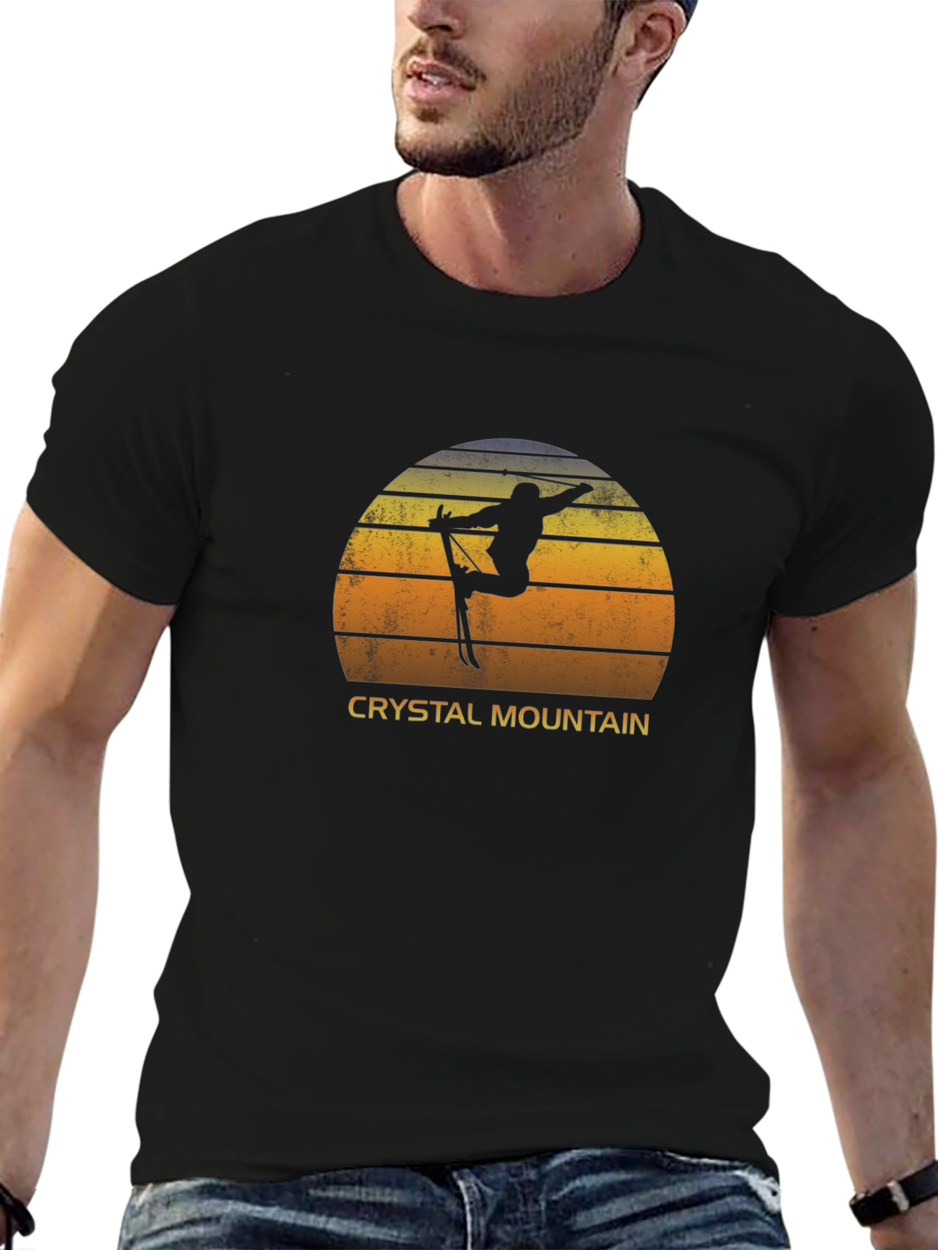 Crystal Mountain Retro Skier Graphic Tee