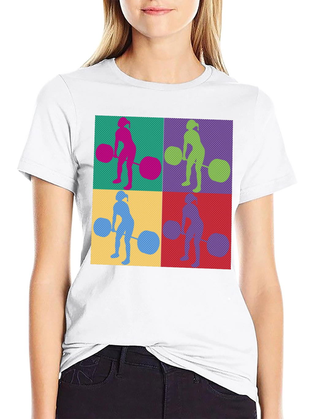 Weightlifting Woman T-Shirt - Retro Pop Art Style