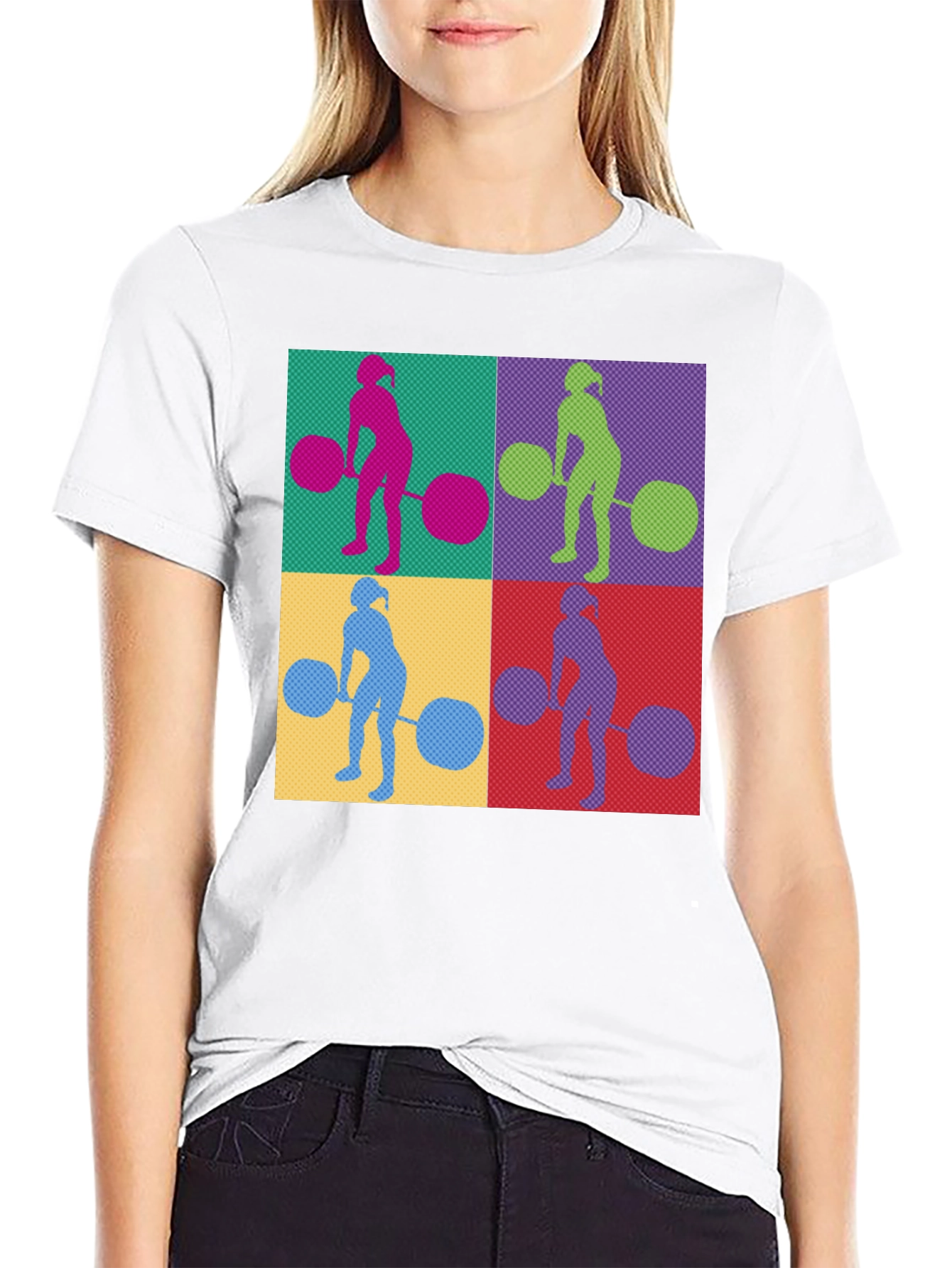 Weightlifting Woman T-Shirt - Retro Pop Art Style