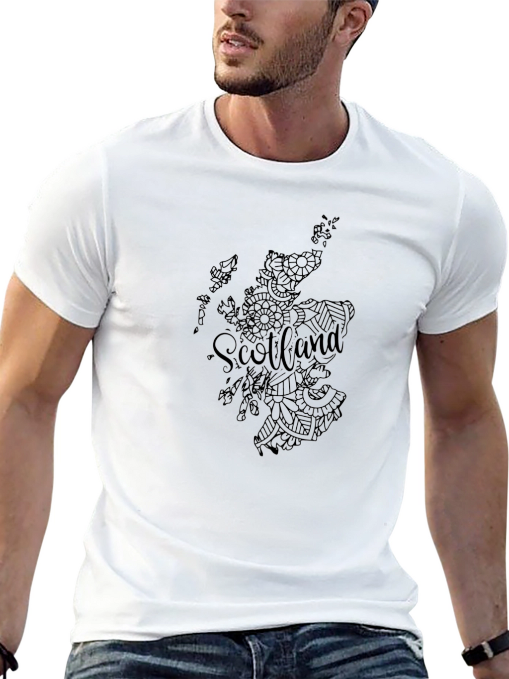 Scotland Map Black T-Shirt Unique Design