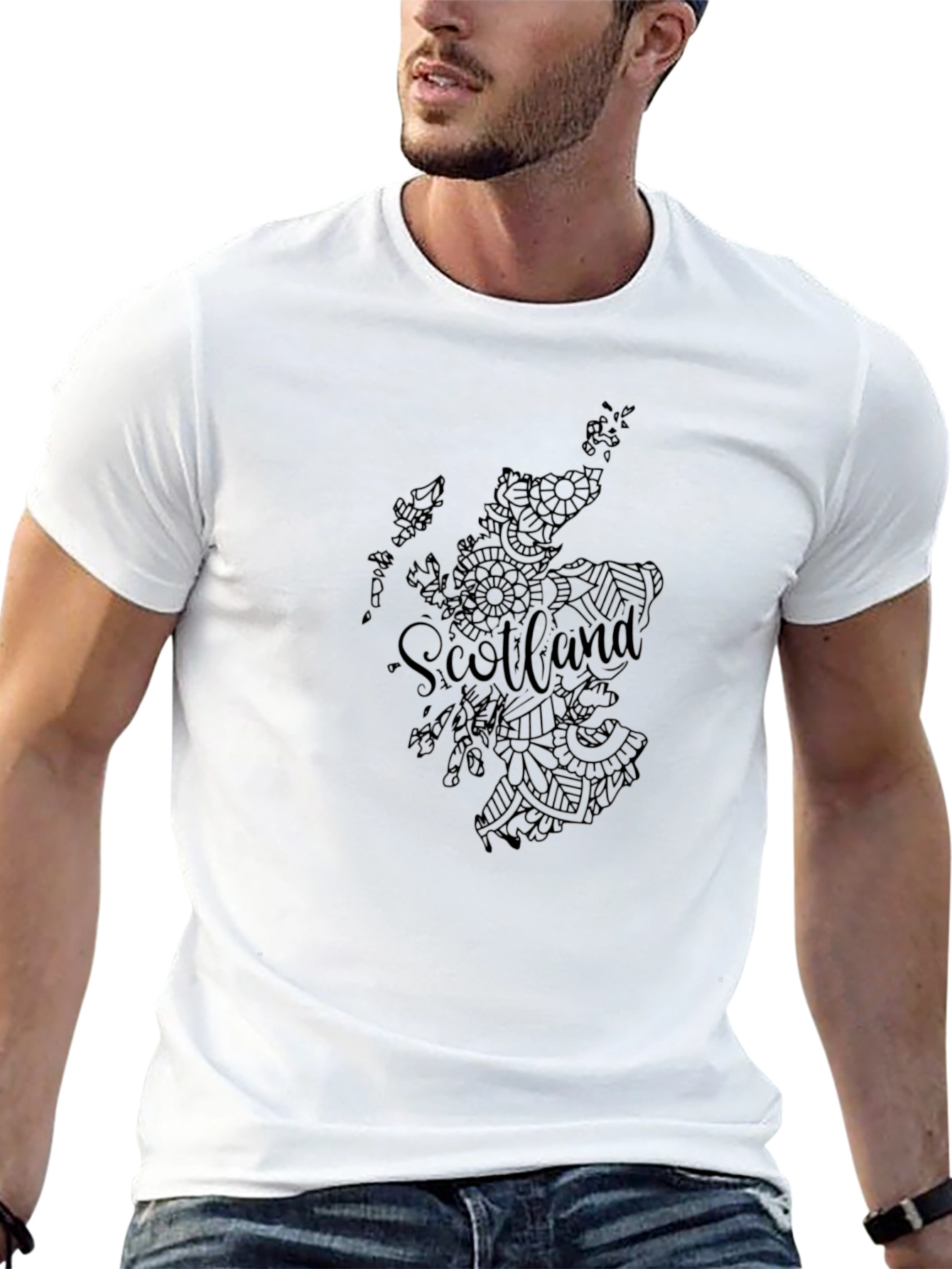 Scotland Map Black T-Shirt Unique Design