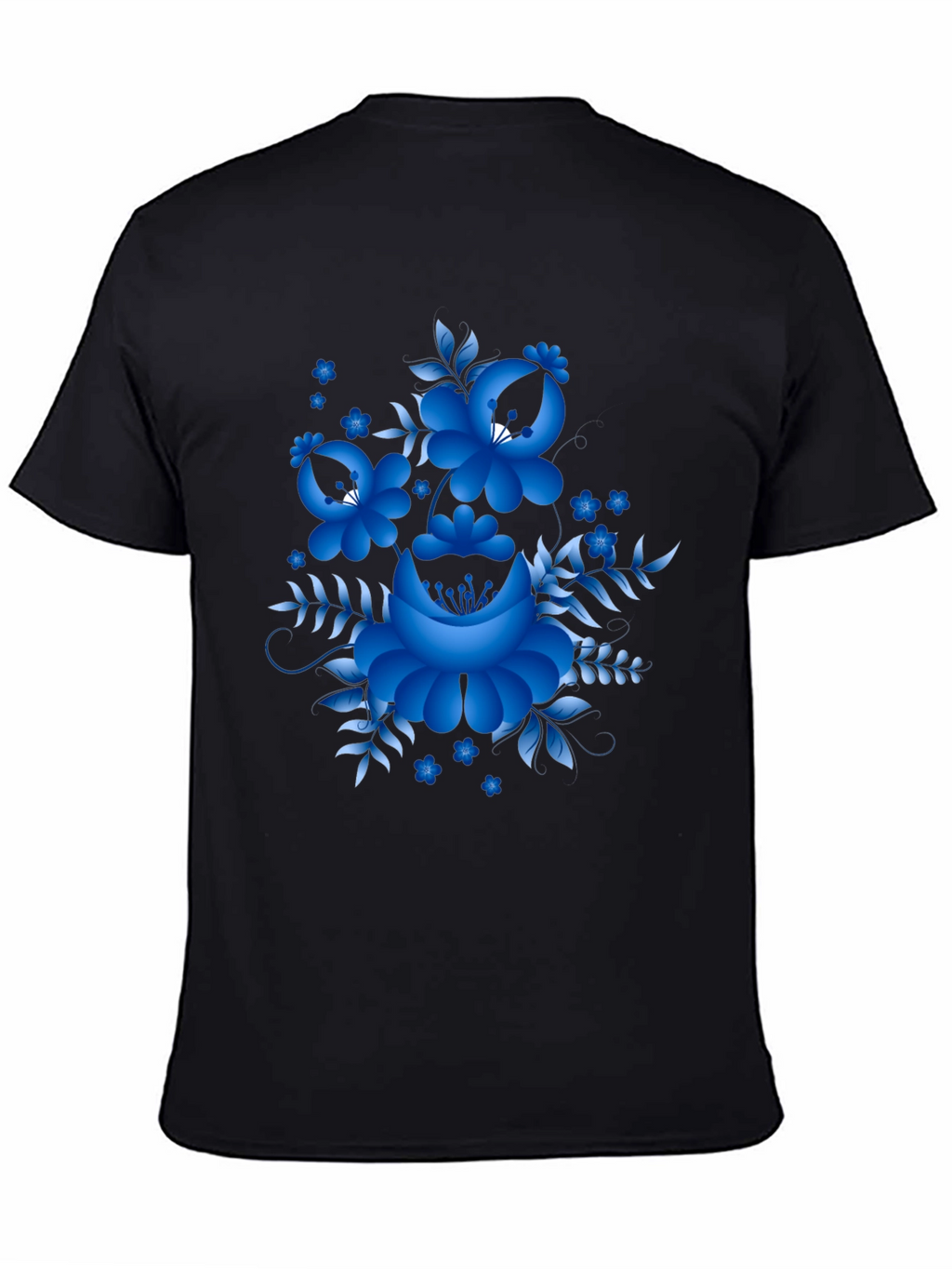 Floral Design Black T-Shirt