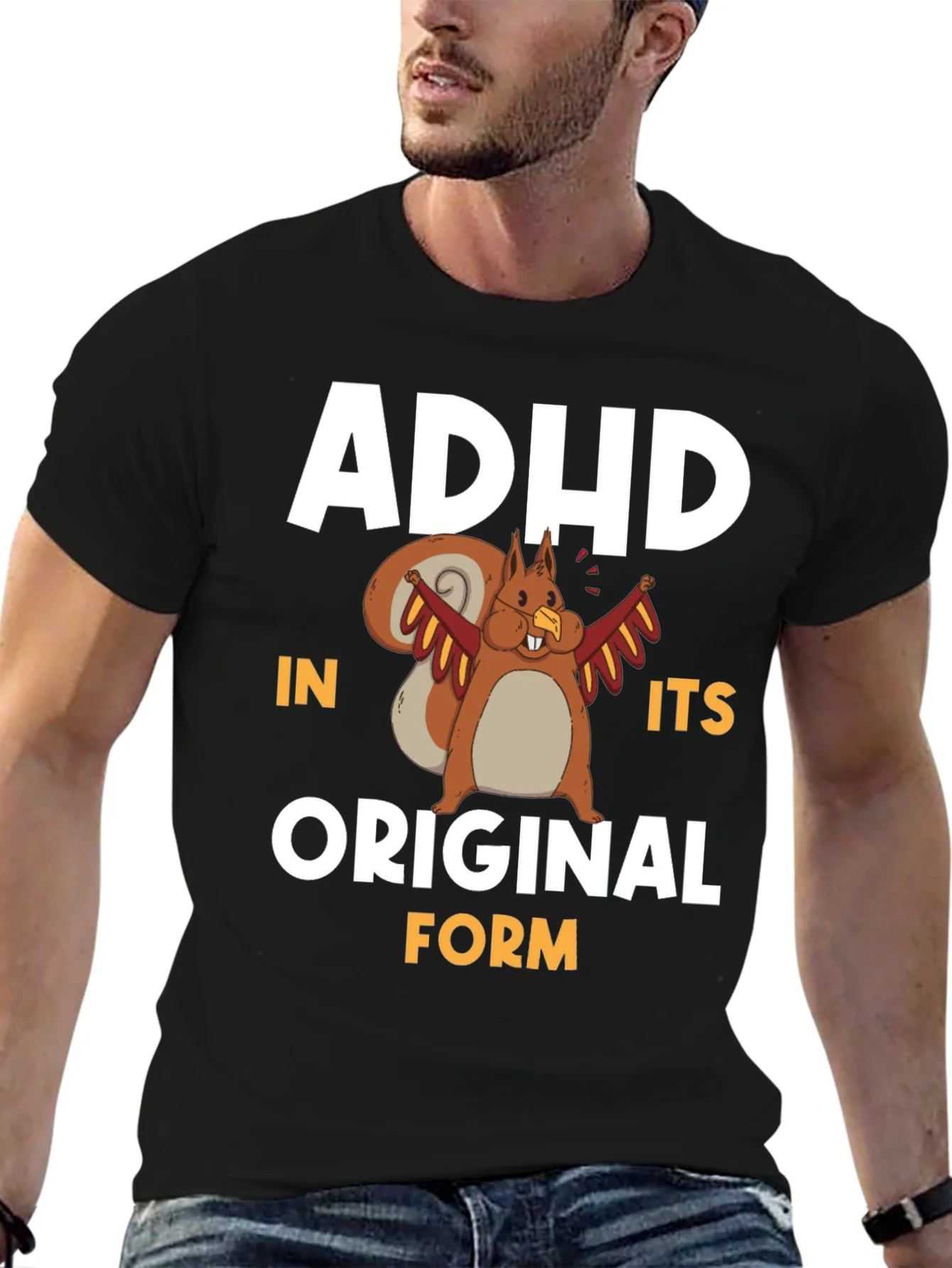 ADHD In Its Original Form Squirrel Graphic T-Shirt