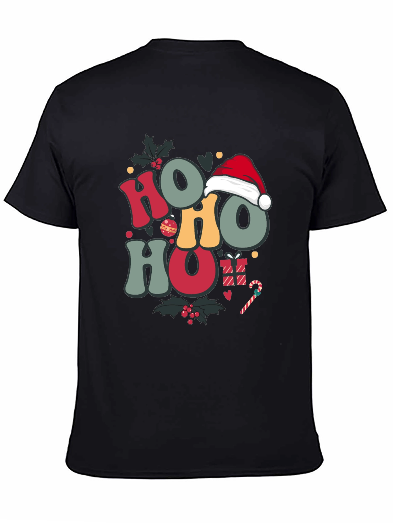 Festive Holiday Graphic Tee - Ho Ho Ho Santa T-Shirt