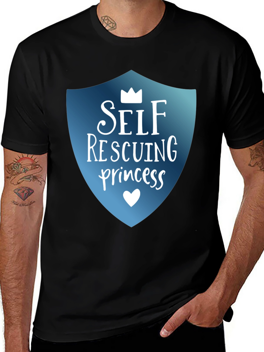 Self Rescuing Princess Black T-Shirt