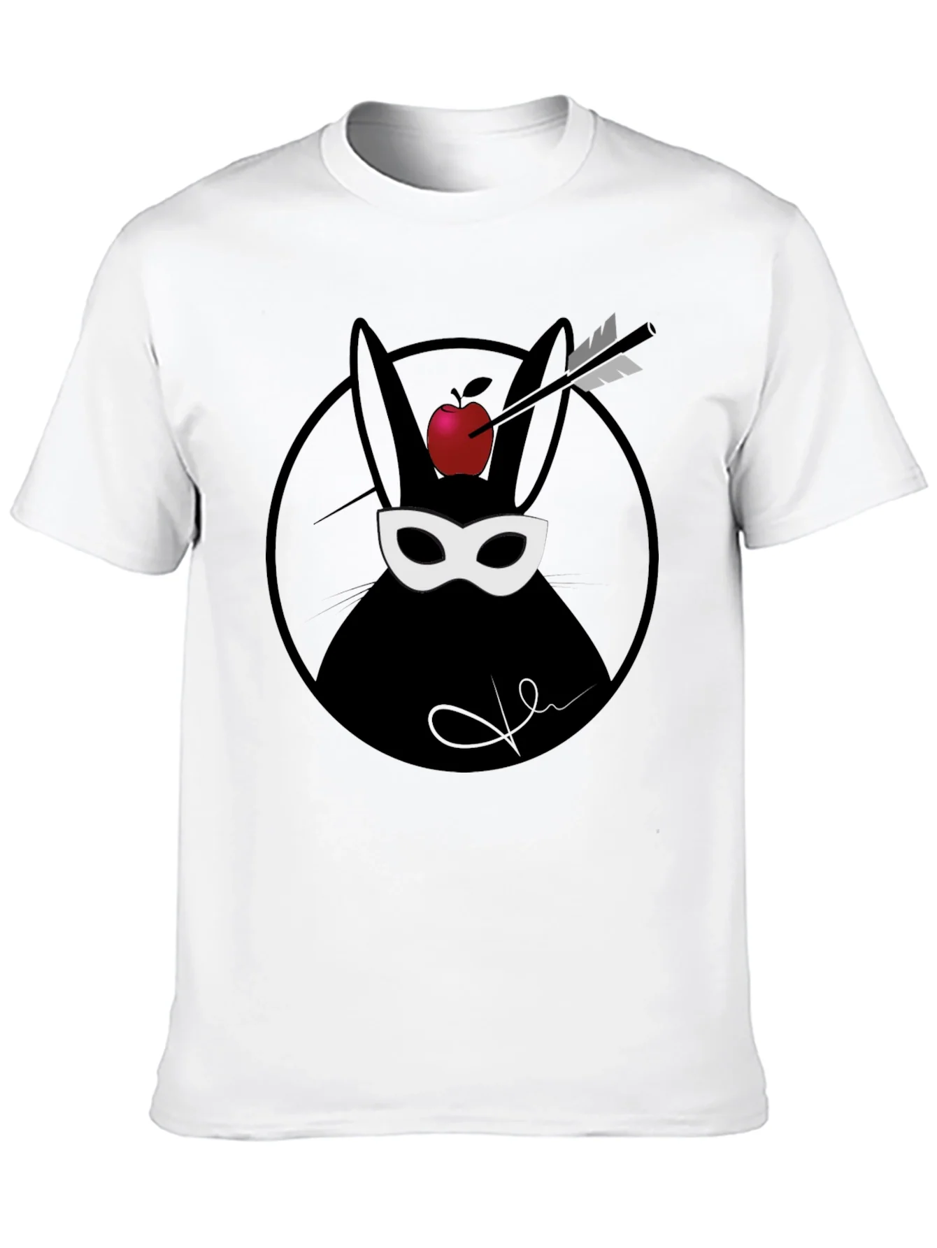 Arrow Through Apple Bunny Graphic T-Shirt