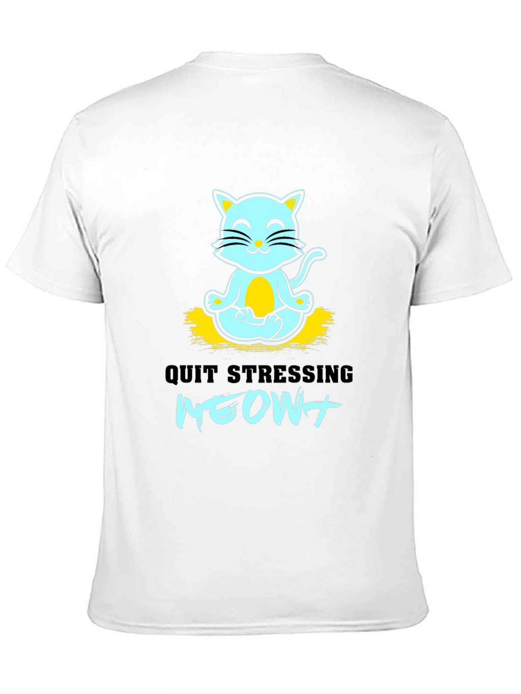 Meditating Cat Graphic Tee - Quit Stressing Meow!