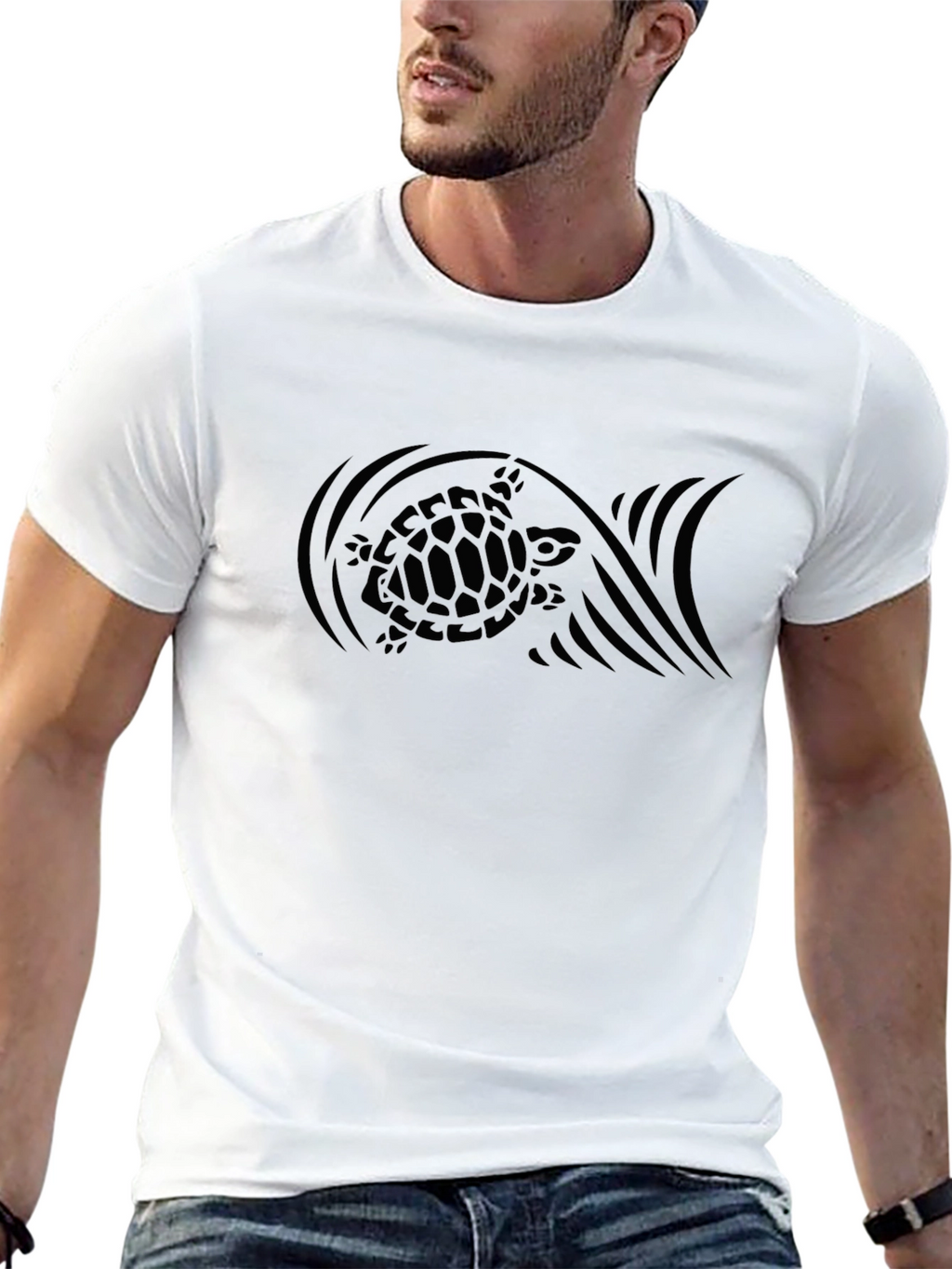 Mens Black Turtle Graphic T-Shirt