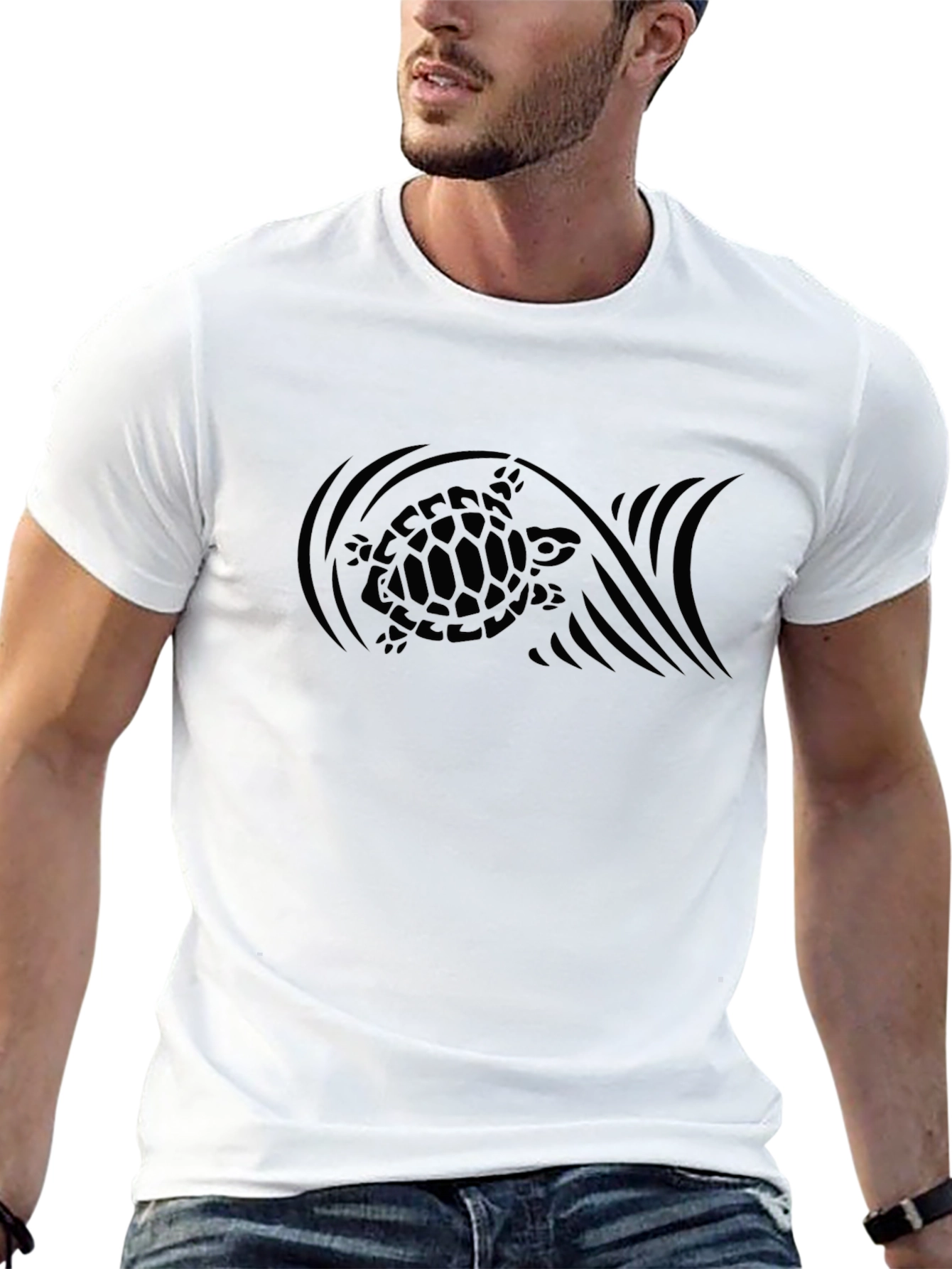 Mens Black Turtle Graphic T-Shirt