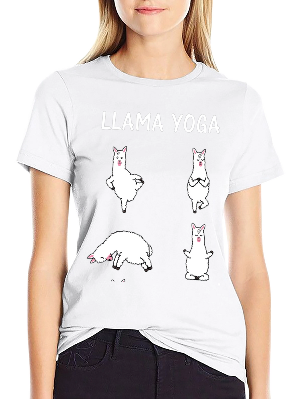 Llama Yoga Black Graphic T-Shirt