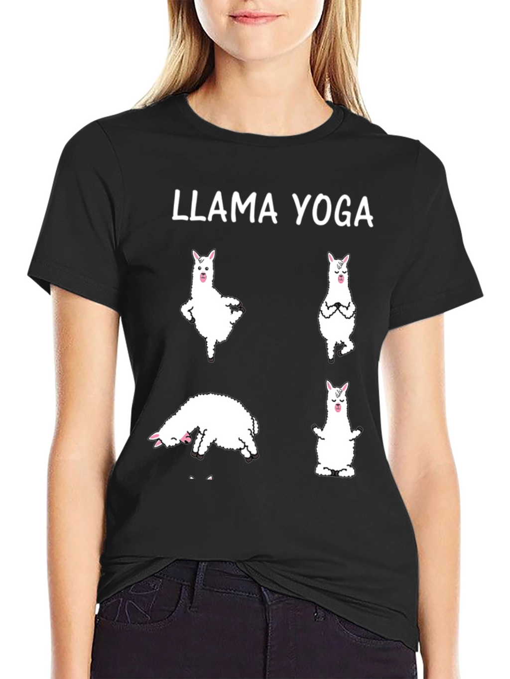 Llama Yoga Black Graphic T-Shirt