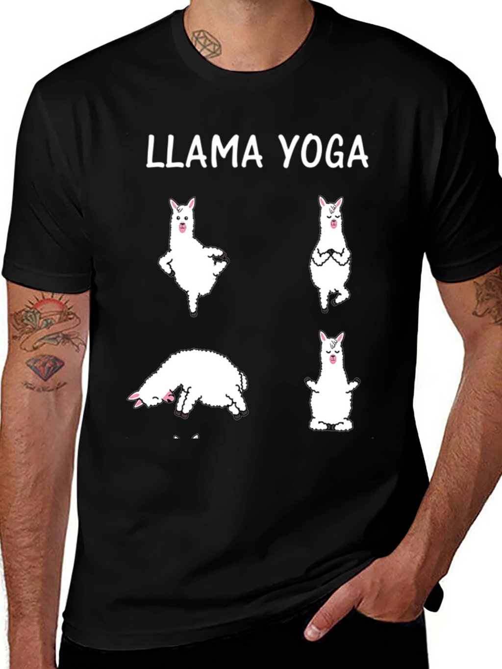 Llama Yoga Black Graphic T-Shirt