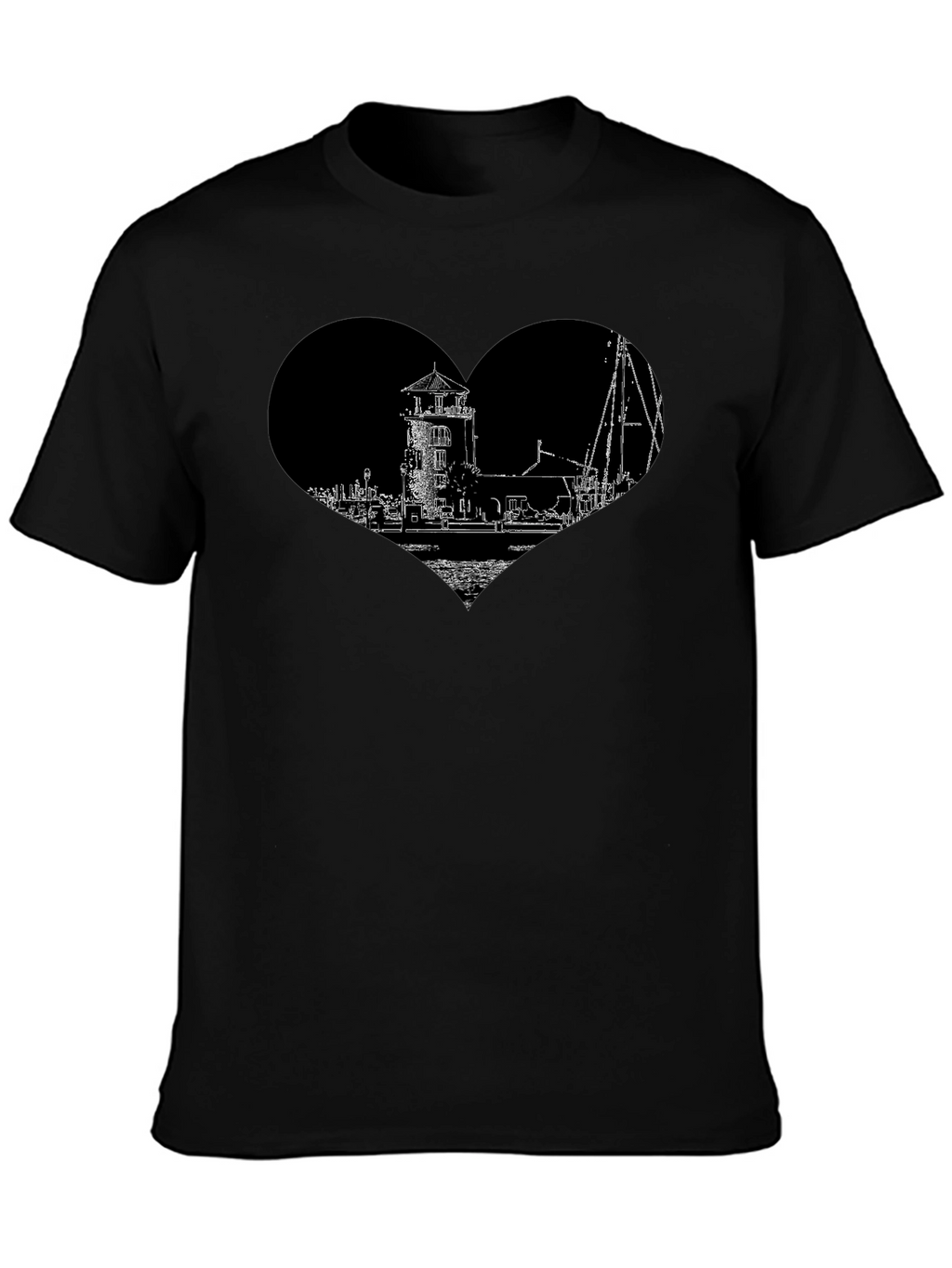 Lighthouse Heart Graphic Tee - Black