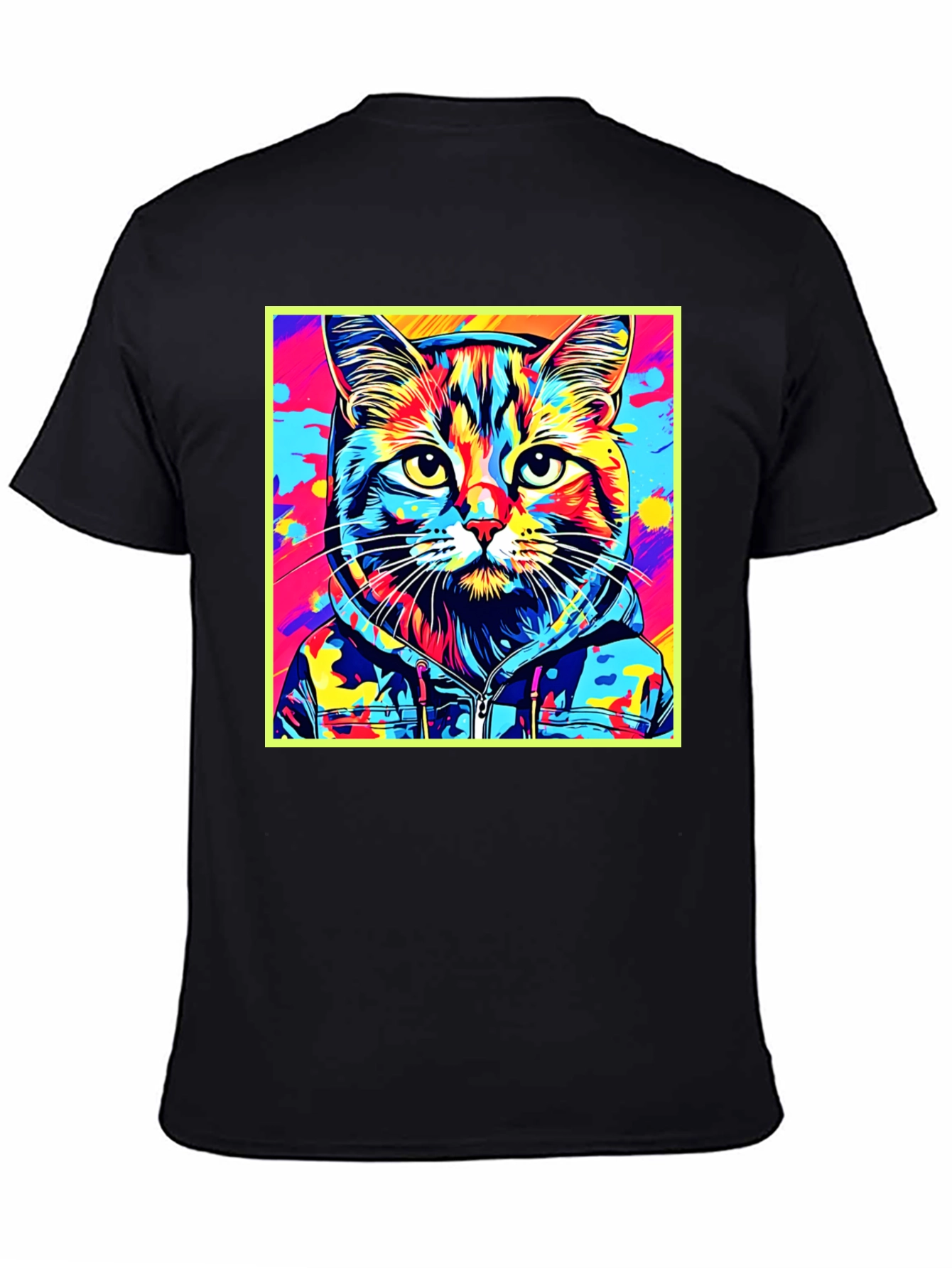 Colorful Cat Portrait Graphic T-Shirt