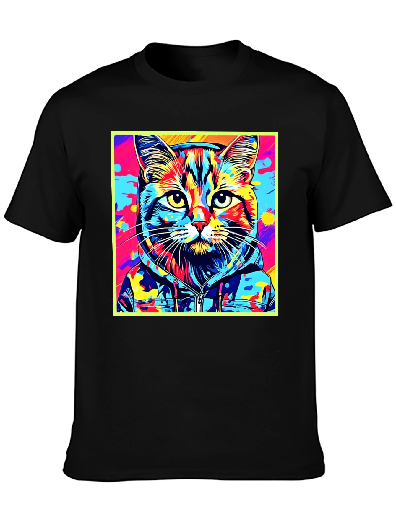 Colorful Cat Portrait Graphic T-Shirt